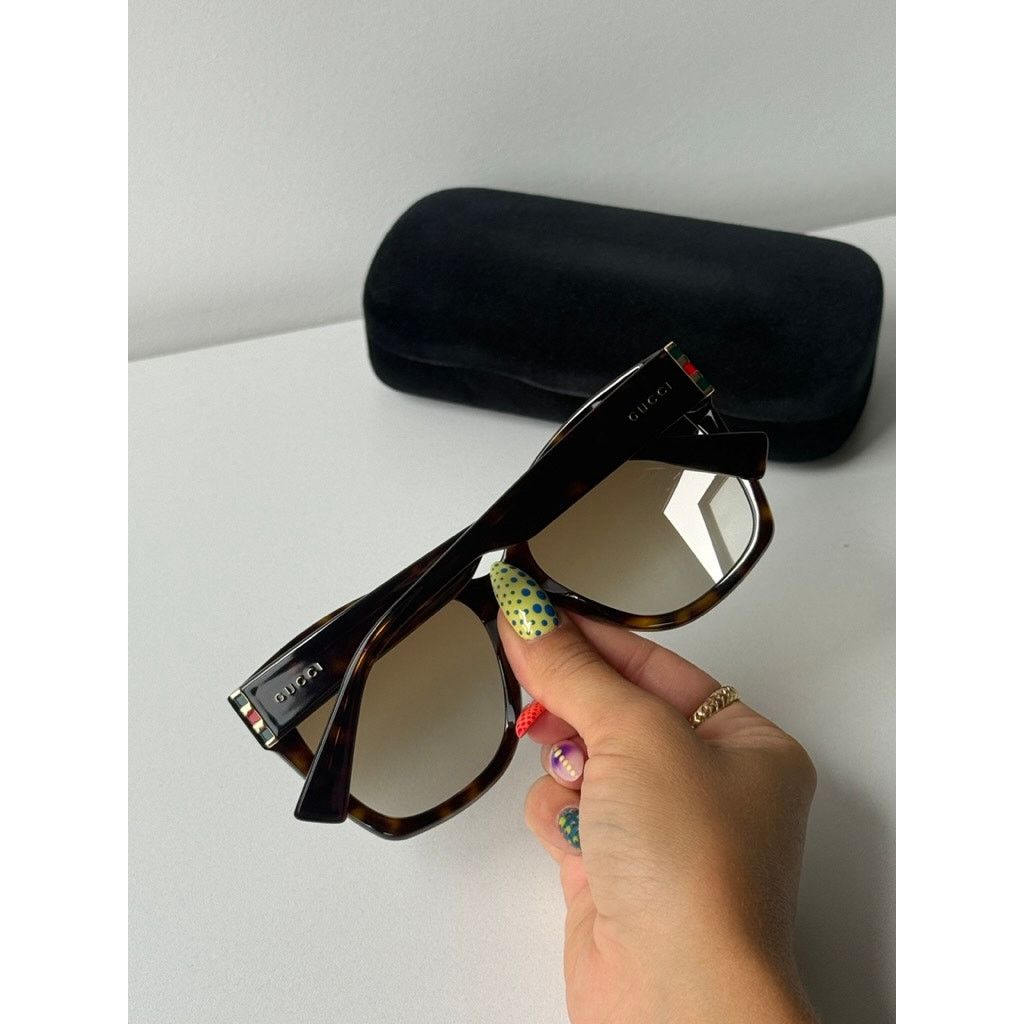 Gucci NEW Gucci GG0459S Havana Brown Cat Eye Sunglasses Size ONE SIZE - 8 Thumbnail