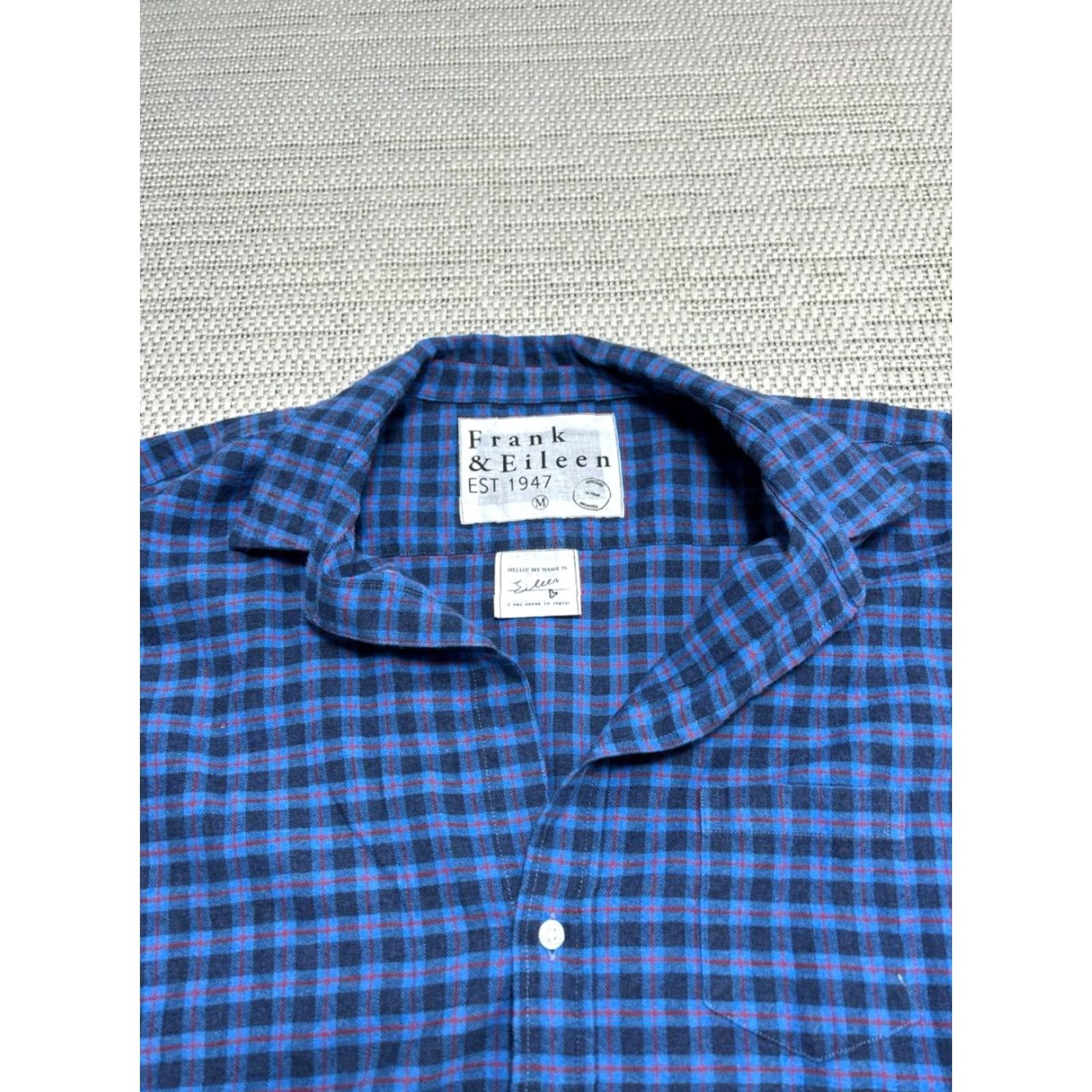 Vintage Frank And Eileen Shirt Womens Medium Blue Cotton Plaid Flannel Button Up Size M / US 6-8 / IT 42-44 - 3 Thumbnail