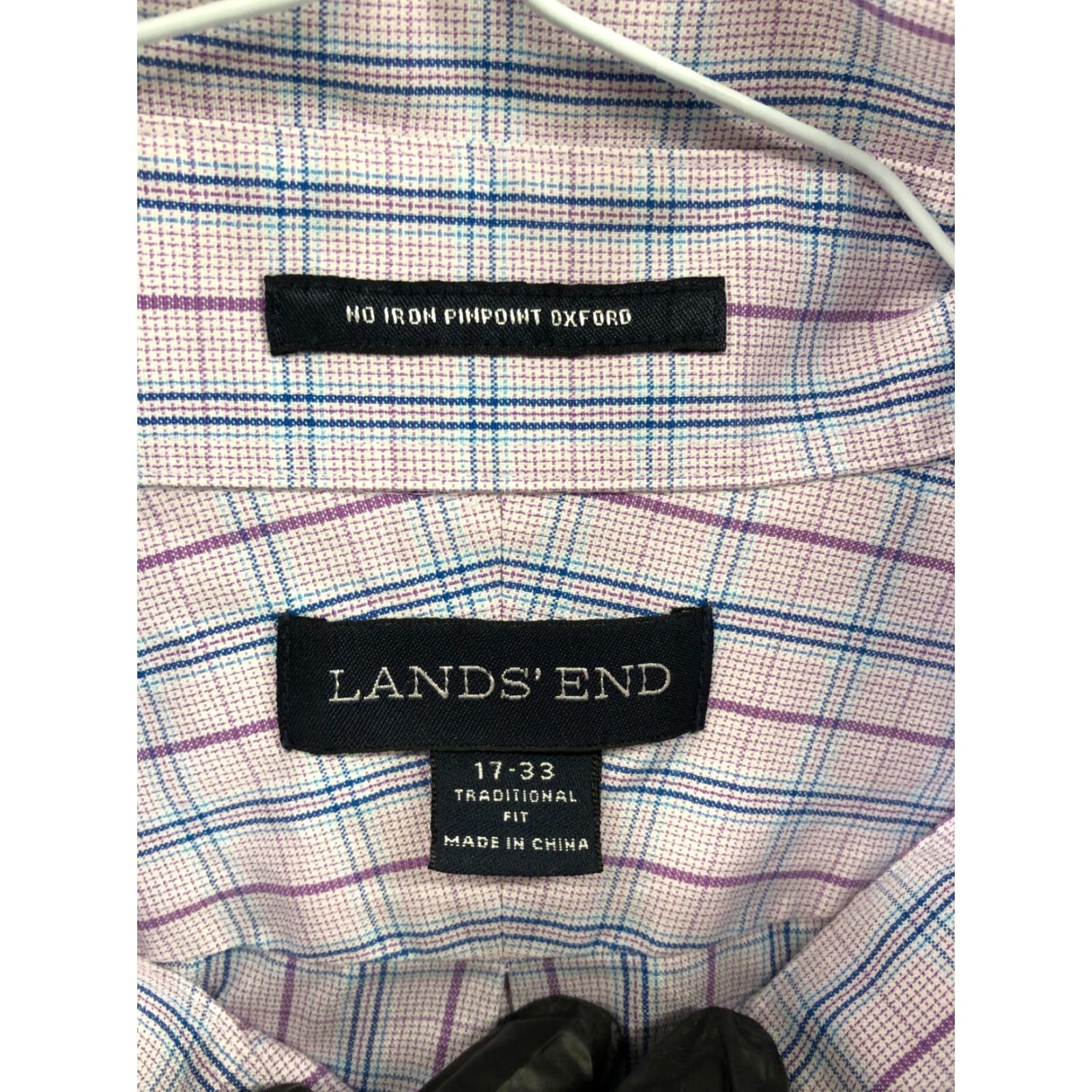 Lands' End Lands' End No Iron Pinpoint Oxford Shirt Mens 17 33 Traditional Fit Long Sleeve Button-Up Shirt Mens Regular Multicolor Plaid 70s? Size US XL / EU 56 / 4 - 6 Thumbnail