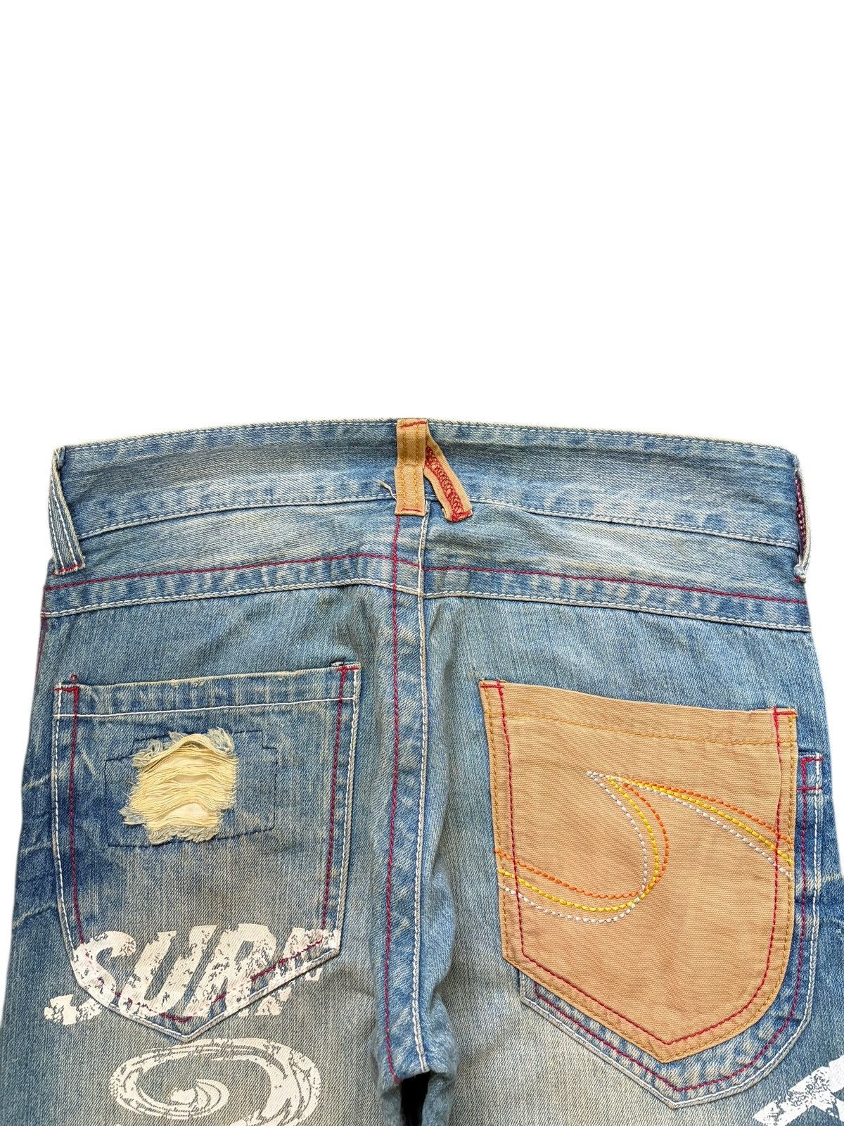 Fubu Vintage Piko Rusty Wash Printed Patch Distress Loose Jeans Size 30" / US 8 / IT 44 - 4 Thumbnail