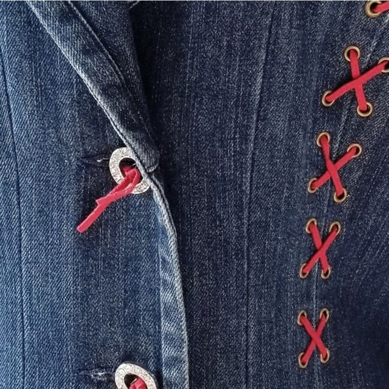 Vintage DStudio | Y2K Vintage Denim Jacket Lace Up | 8 Size M / US 6-8 / IT 42-44 - 7 Thumbnail