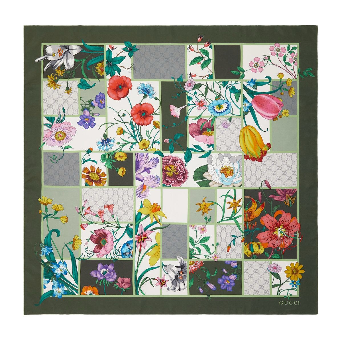 Gucci GUCCI Green/Multicolor Silk Scarf New & Authentic Size ONE SIZE - 1 Preview