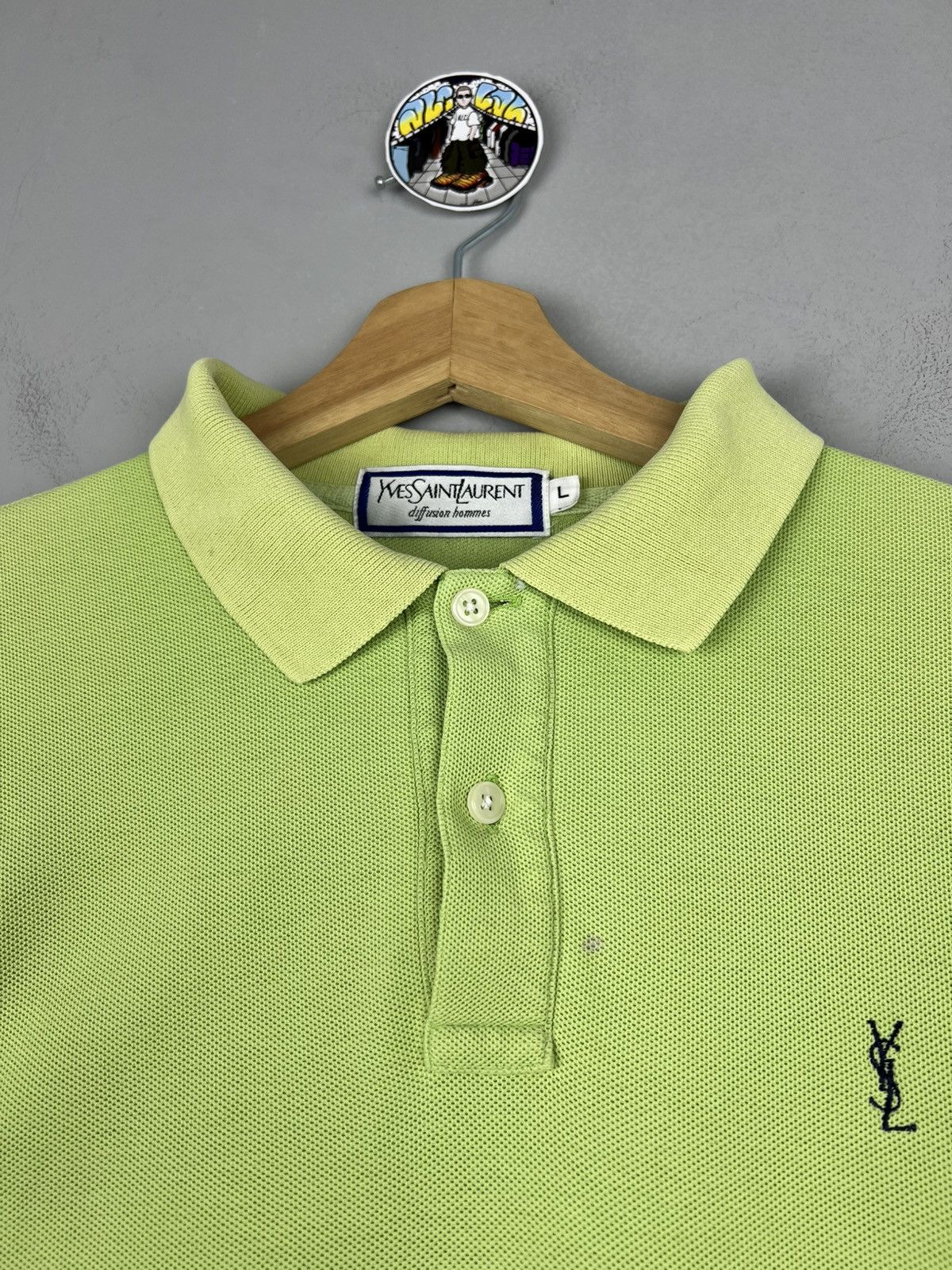 Designer × Yves Saint Laurent Yves Saint Laurent Classic Green Lime Polo small Logo Size US L / EU 52-54 / 3 - 5 Thumbnail