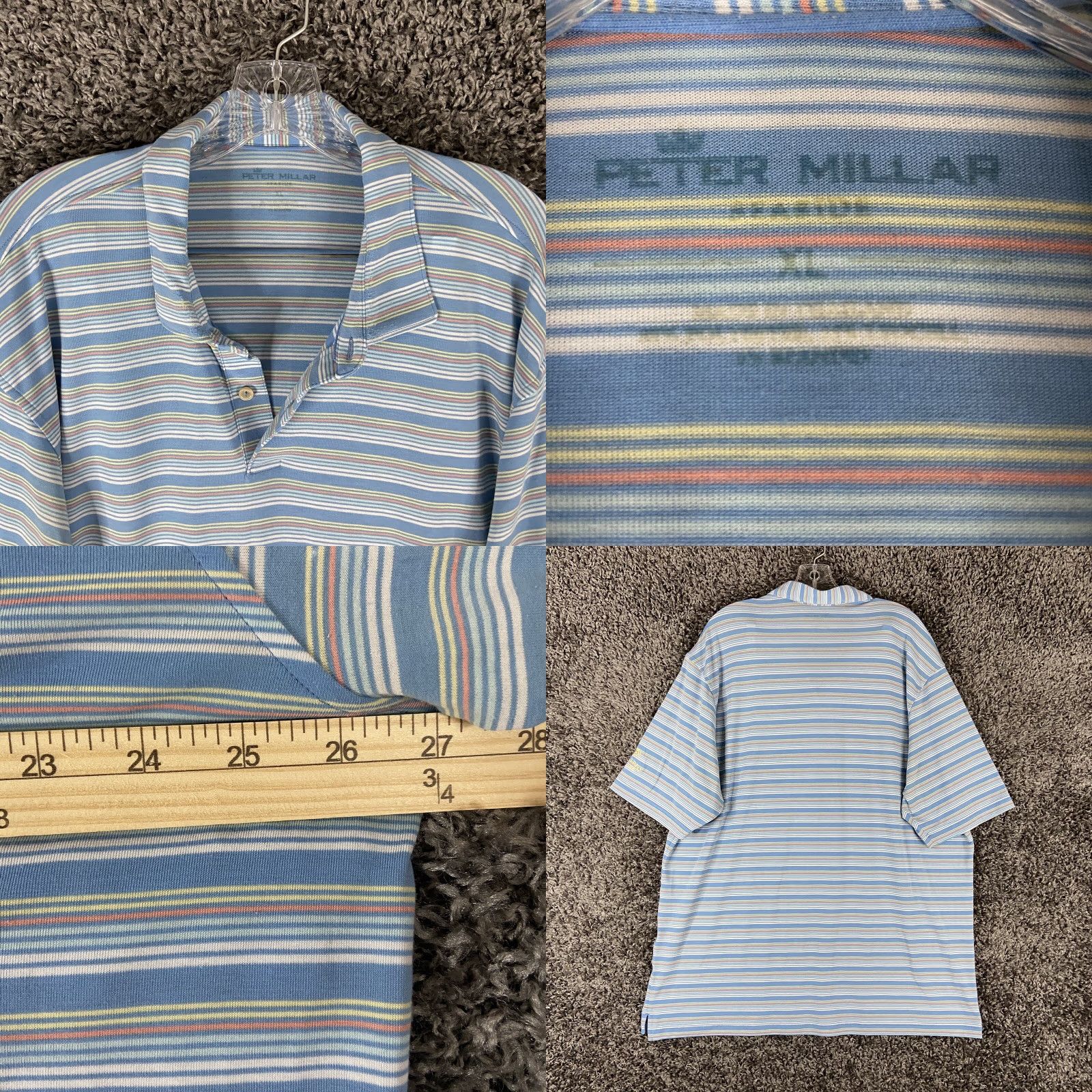 Peter Millar PETER MILLAR Striped Polo Shirt Men's XL Short Sleeve Multicolor Size US XL / EU 56 / 4 - 8 Thumbnail