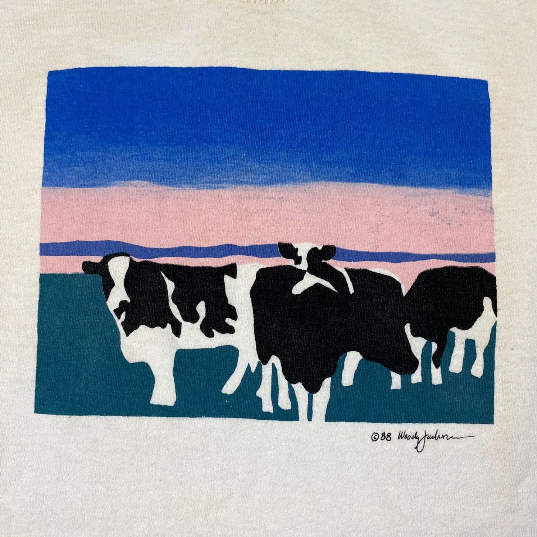 Hanes VINTAGE 1988 BEN & JERRY'S COW ART T-SHIRT XL White Short Sleeve Crew Neck 80s 90s Mens Size US XL / EU 56 / 4 - 2 Thumbnail