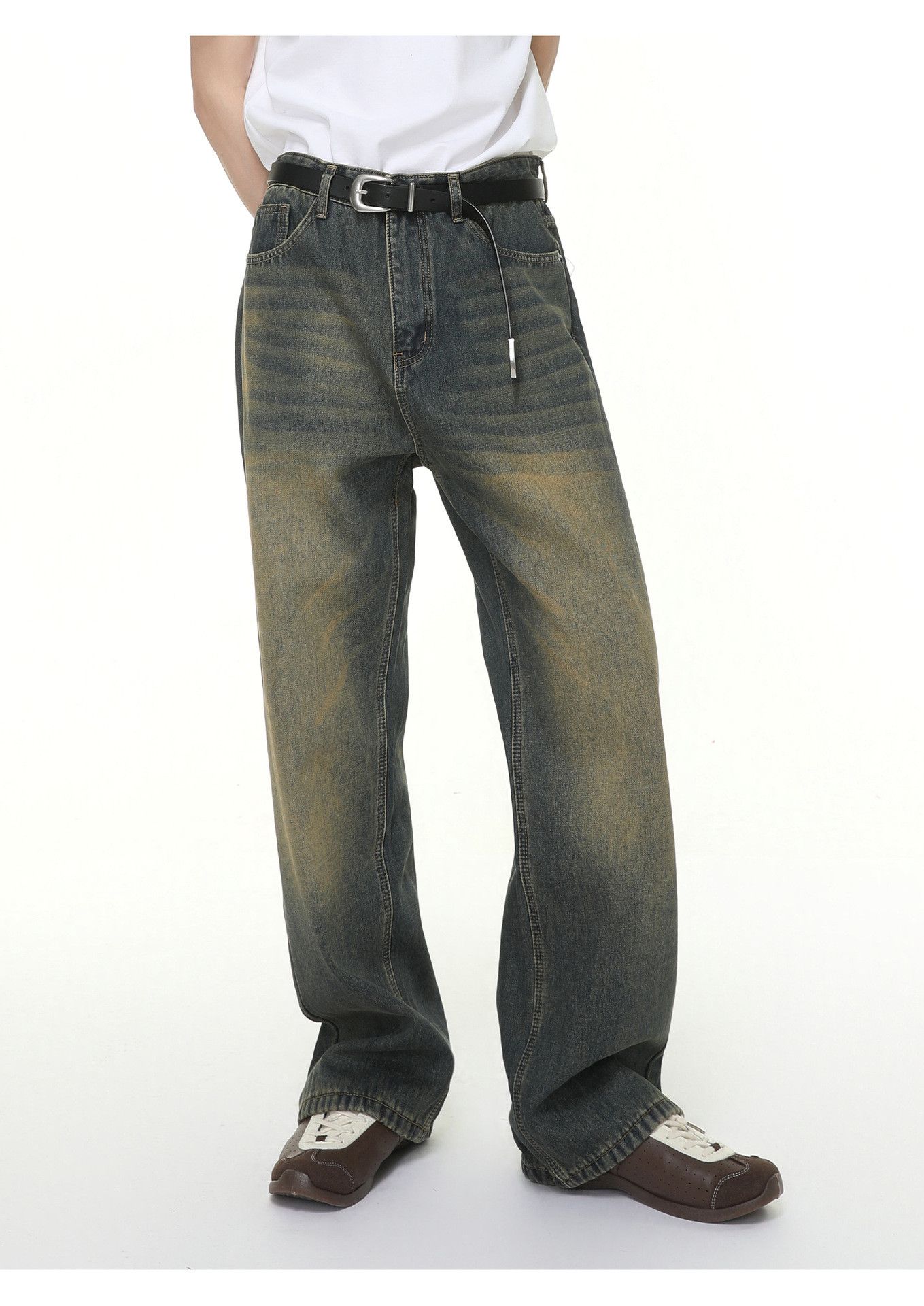 Vintage Washed distressed straight casual versatile jeans Size US 32 / EU 48 - 2 Thumbnail
