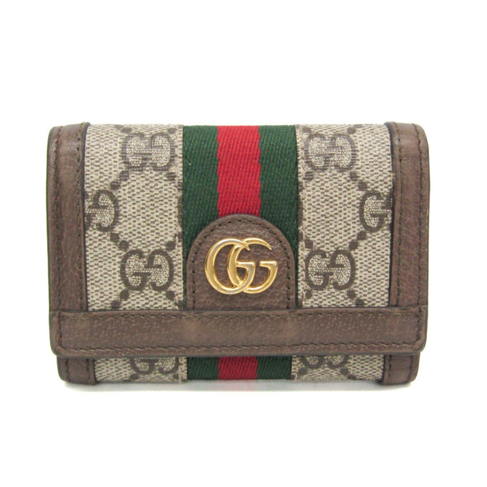 Gucci Gucci Ophidia 644334 Women's GG Supreme,Leather Wallet (tri-fold) Beige,Dark Brown Size ONE SIZE - 1 Thumbnail