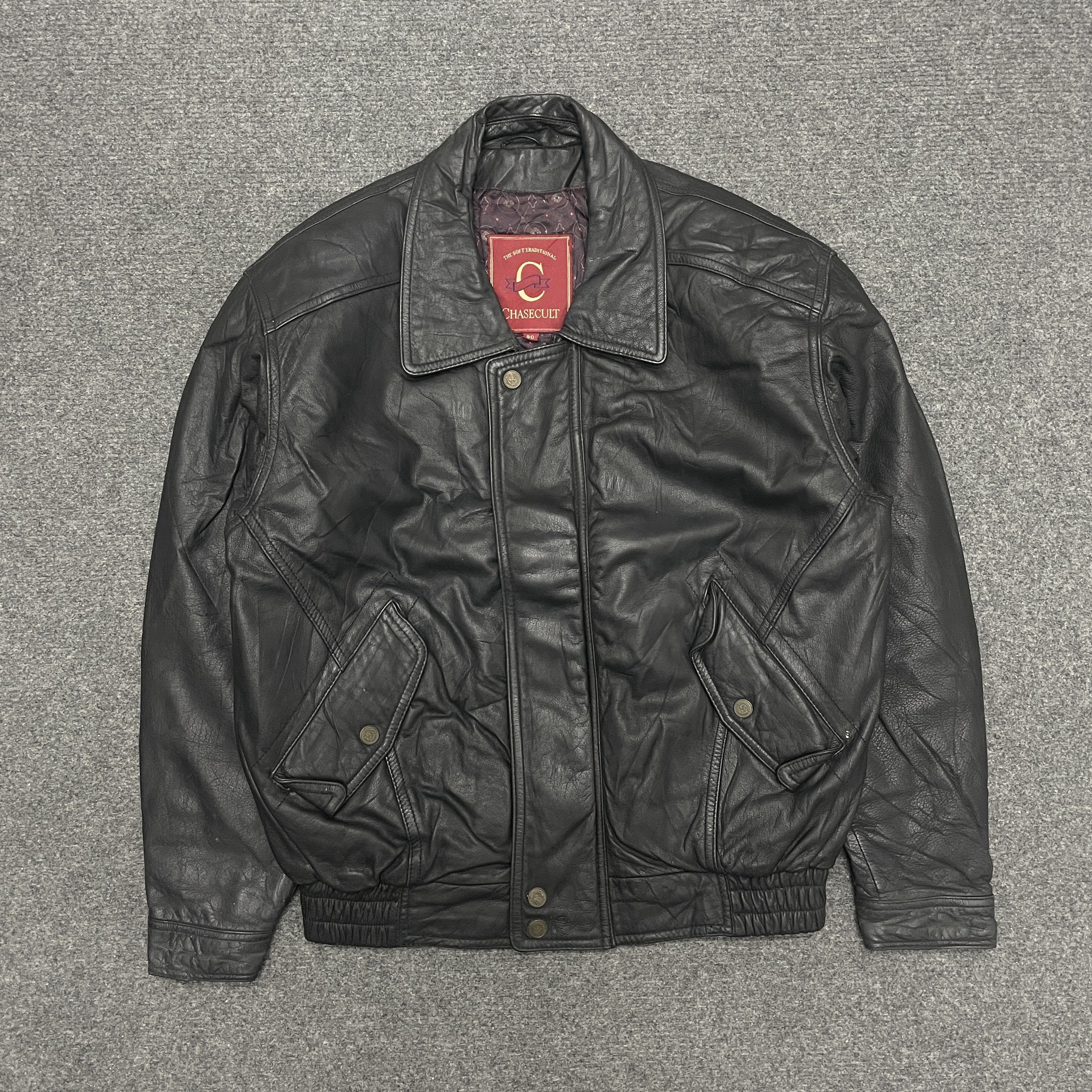 image of Freewheelers Vintage Chasecult Leather Jacket in Black, Men's (Size Medium)