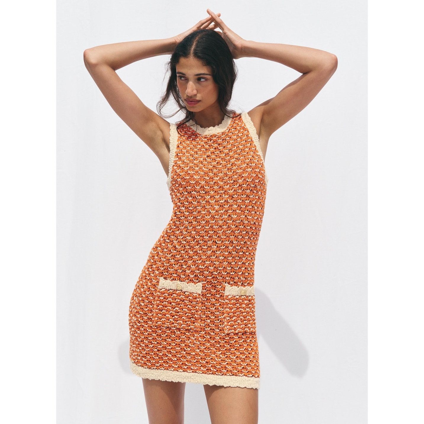 rushes raffia knit midi dress aje Rushes Raffia Knit Mini Dress | Black main image 1