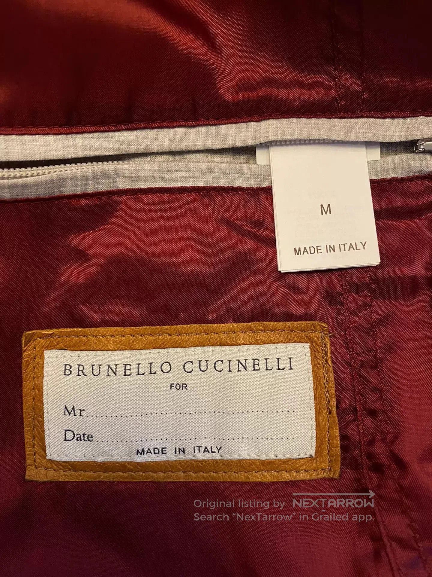 Brunello Cucinelli Brown Leather Jacket with Zip Pockets . Size US M / EU 48-50 / 2 - 8 Thumbnail