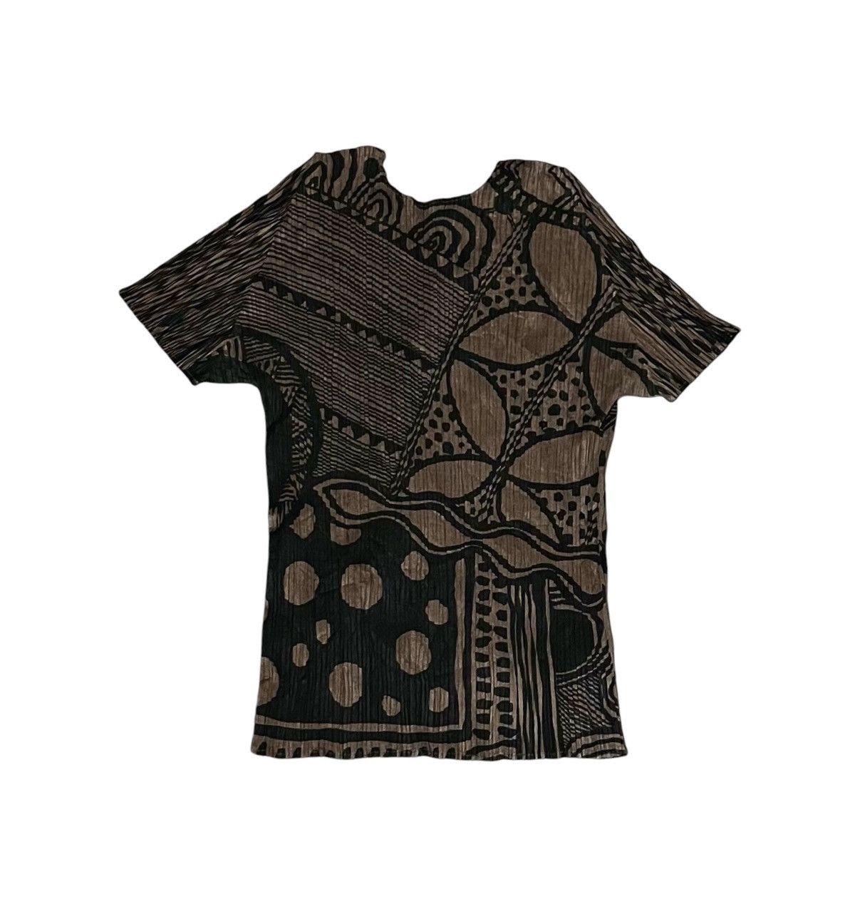 Issey miyake pleats please two tone abstract print tee