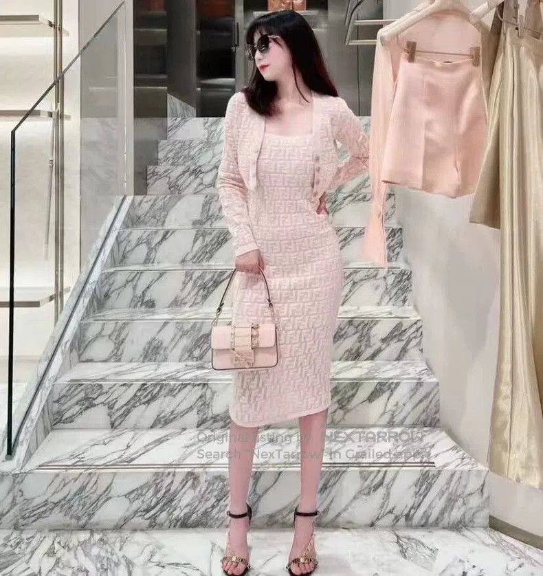 Fendi Fendi Pink Logo Knit Sling Dress. Size US M / EU 48-50 / 2 - 9 Thumbnail