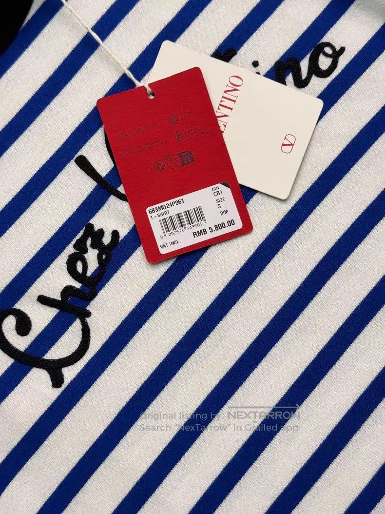 Valentino Valentino Letter blue striped short sleeves Size S / US 4 / IT 40 - 2 Thumbnail