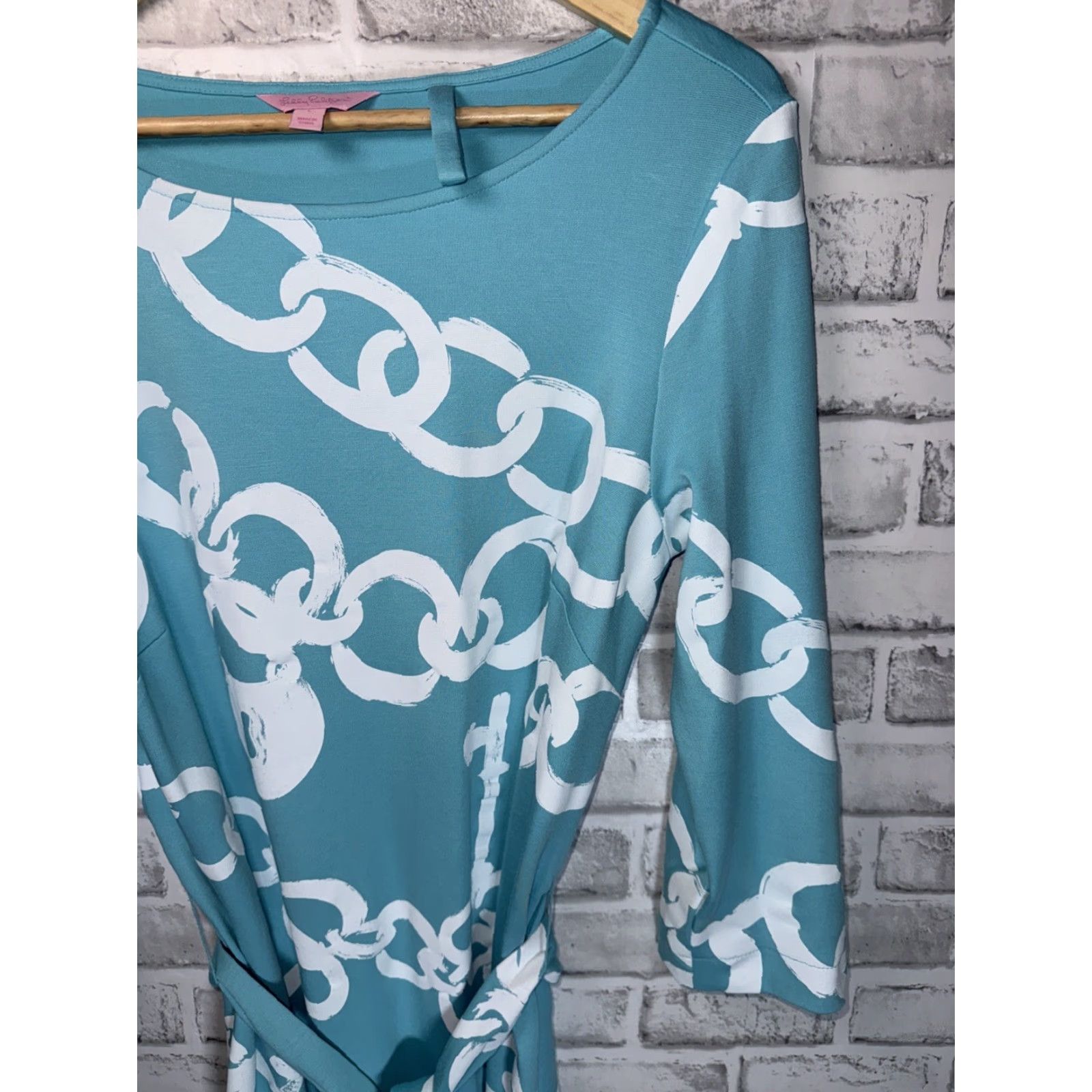 Lilly Pulitzer VINTAGE Lilly Pulitzer Jonah Posh Ponte KeyChain Print Belted Rayon Dress L Size L / US 10 / IT 46 - 3 Thumbnail