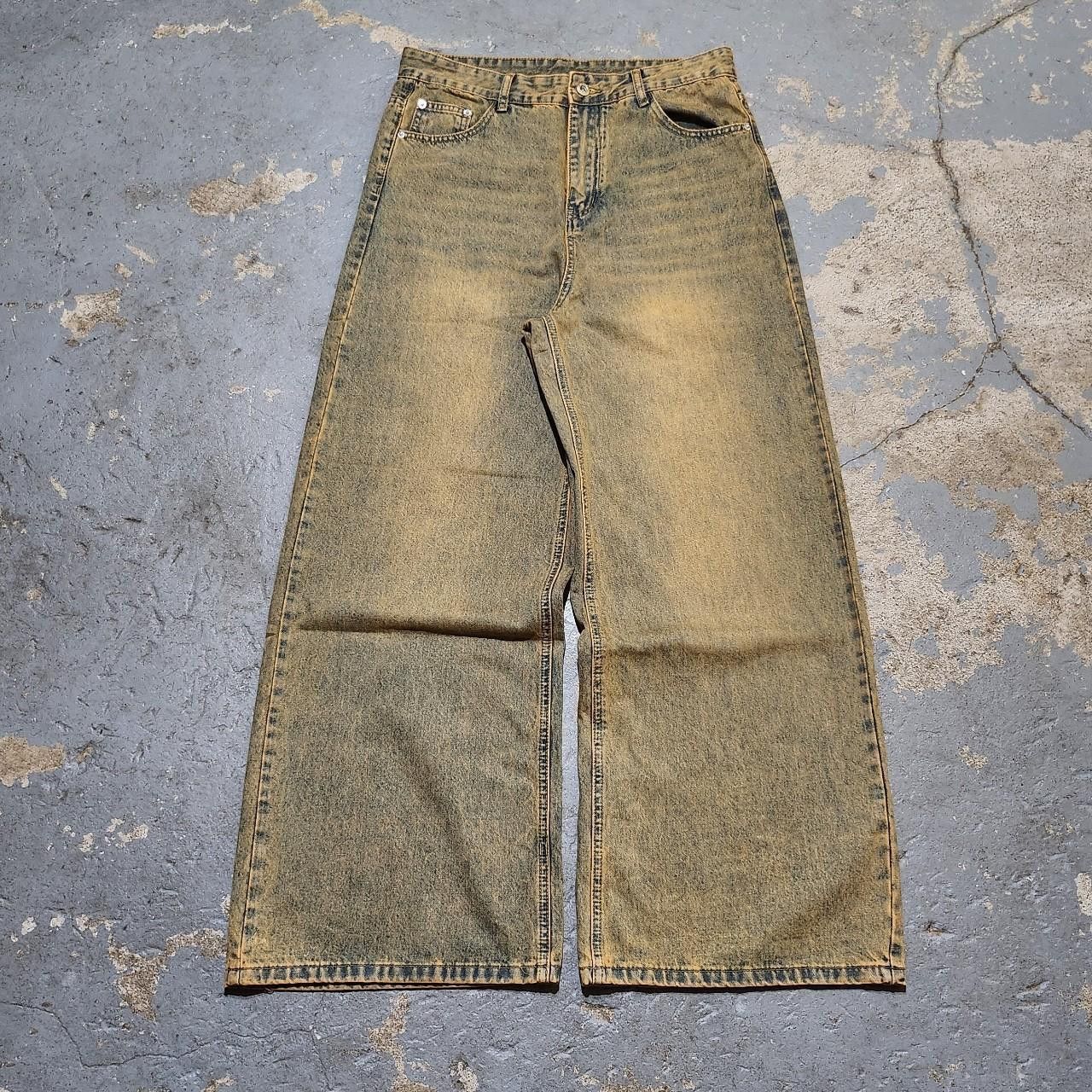 Japanese Brand Baggy sand/brown faded jeans grunge denim Size US 32 / EU 48 - 1 Thumbnail