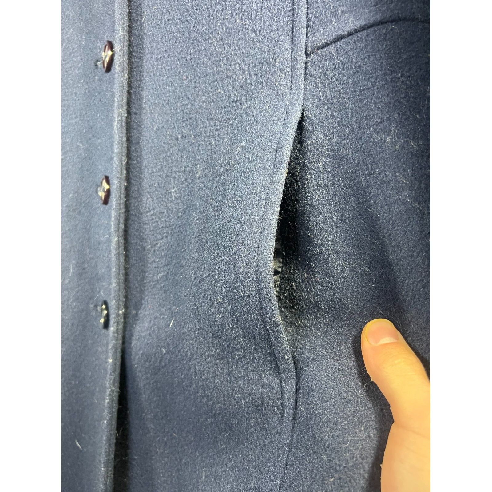 Other JG Hook Vintage 100% Wool Navy Blue Collared Trench Coat Wom Size M / US 6-8 / IT 42-44 - 4 Thumbnail