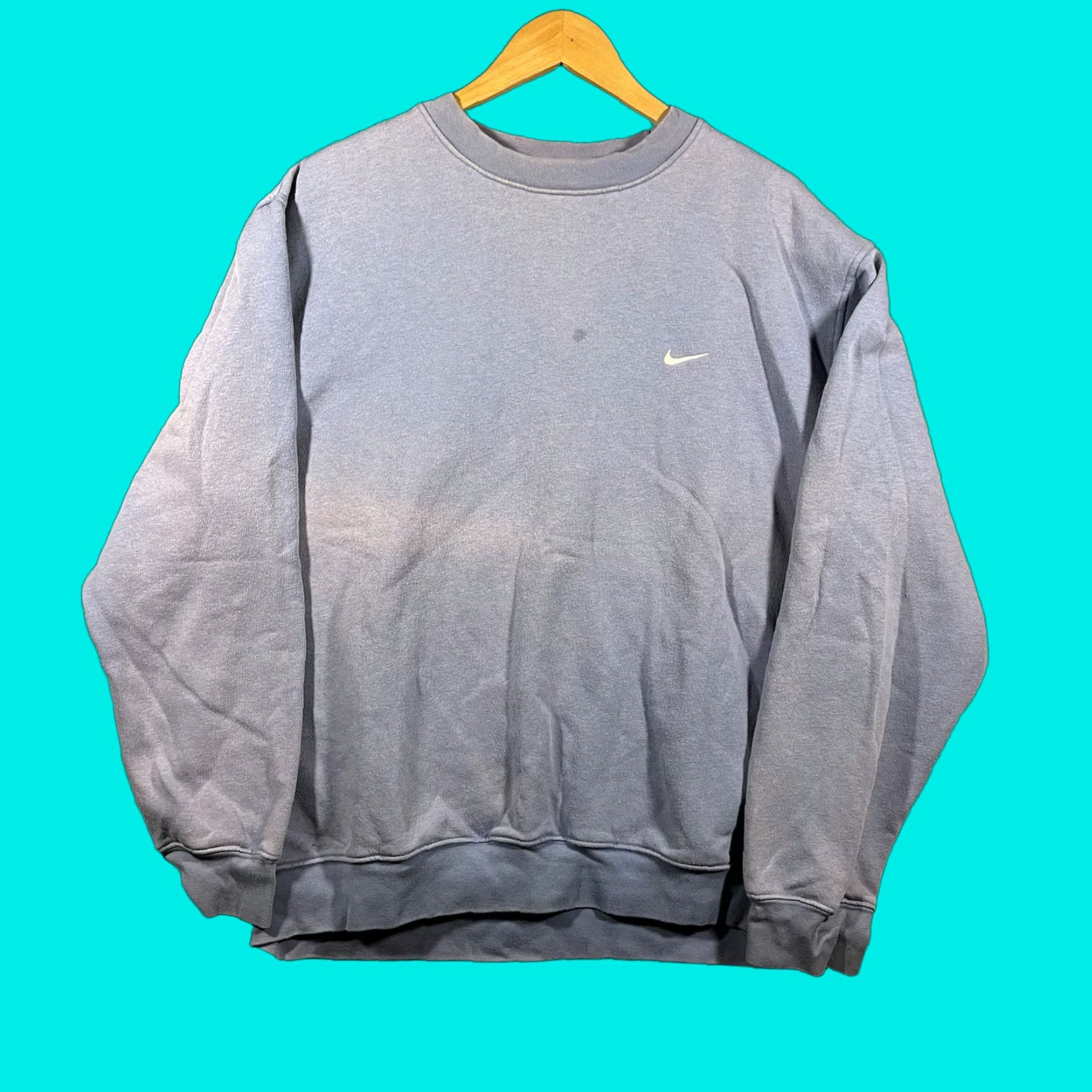 Nike VINTAGE Nike Sweatshirt Mens XL Blue Crewneck Pullover Y2K Swoosh Check Sun Faded Front Logo Embroidered Grunge Classic/Seasonal | Sweatshirt Size US XL / EU 56 / 4 - 1 Thumbnail