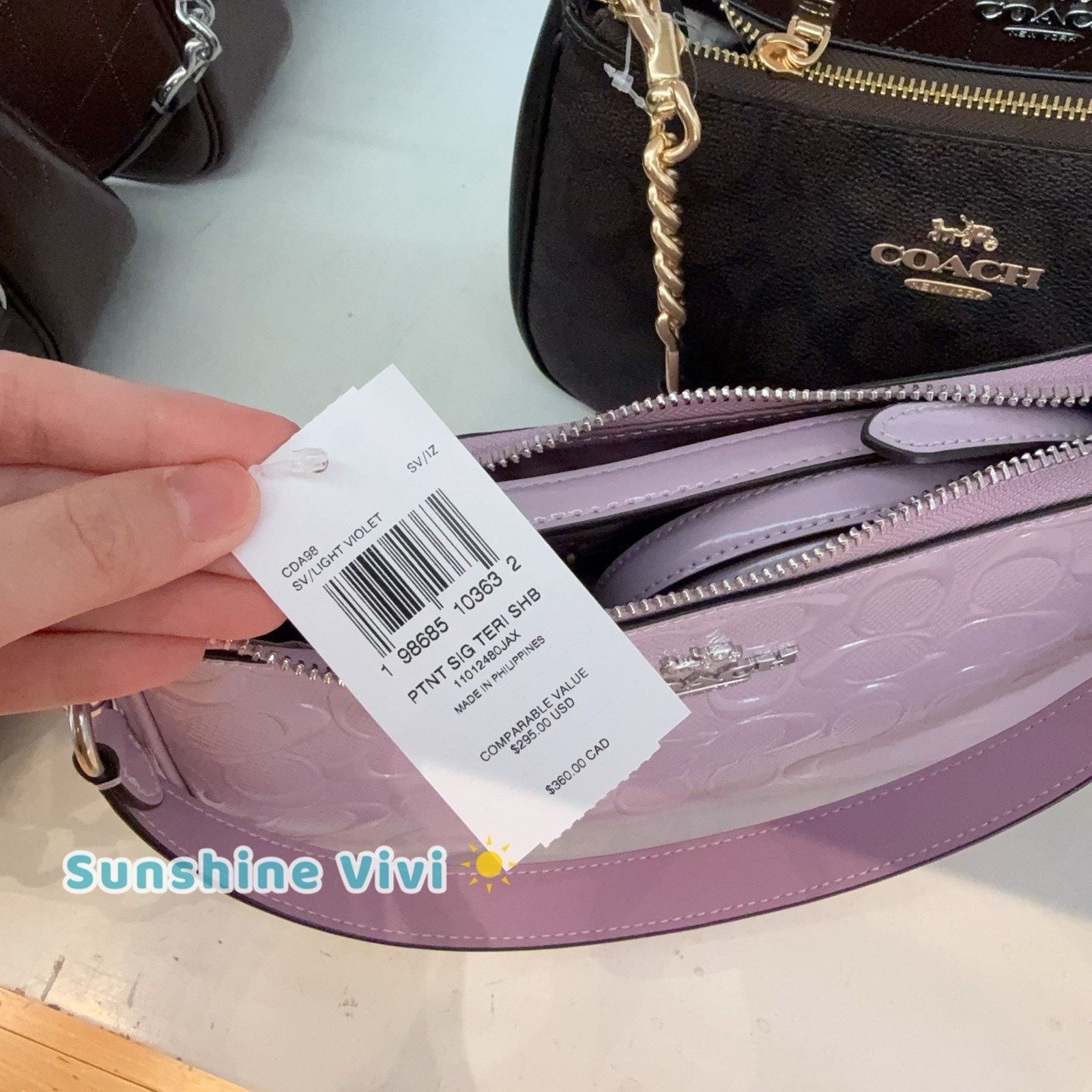 Coach NWT Coach CDA98 Teri Shoulder Bag Heart Charm Light VIOLET Size ONE SIZE - 5 Thumbnail