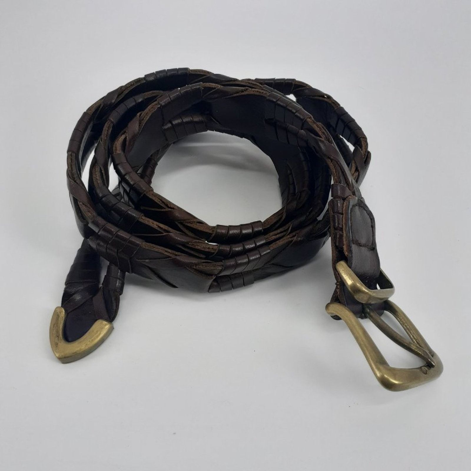 Fossil Fossil Men's Genuine Leather Links Gold Tone Buckle Brass Size ONE SIZE - 5 Thumbnail