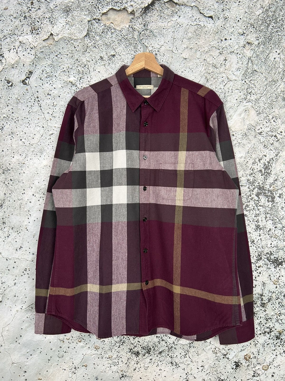 Burberry Vintage Burberry Brit Burgundy Checkered Designer Shirt Size US XL / EU 56 / 4 - 1 Thumbnail