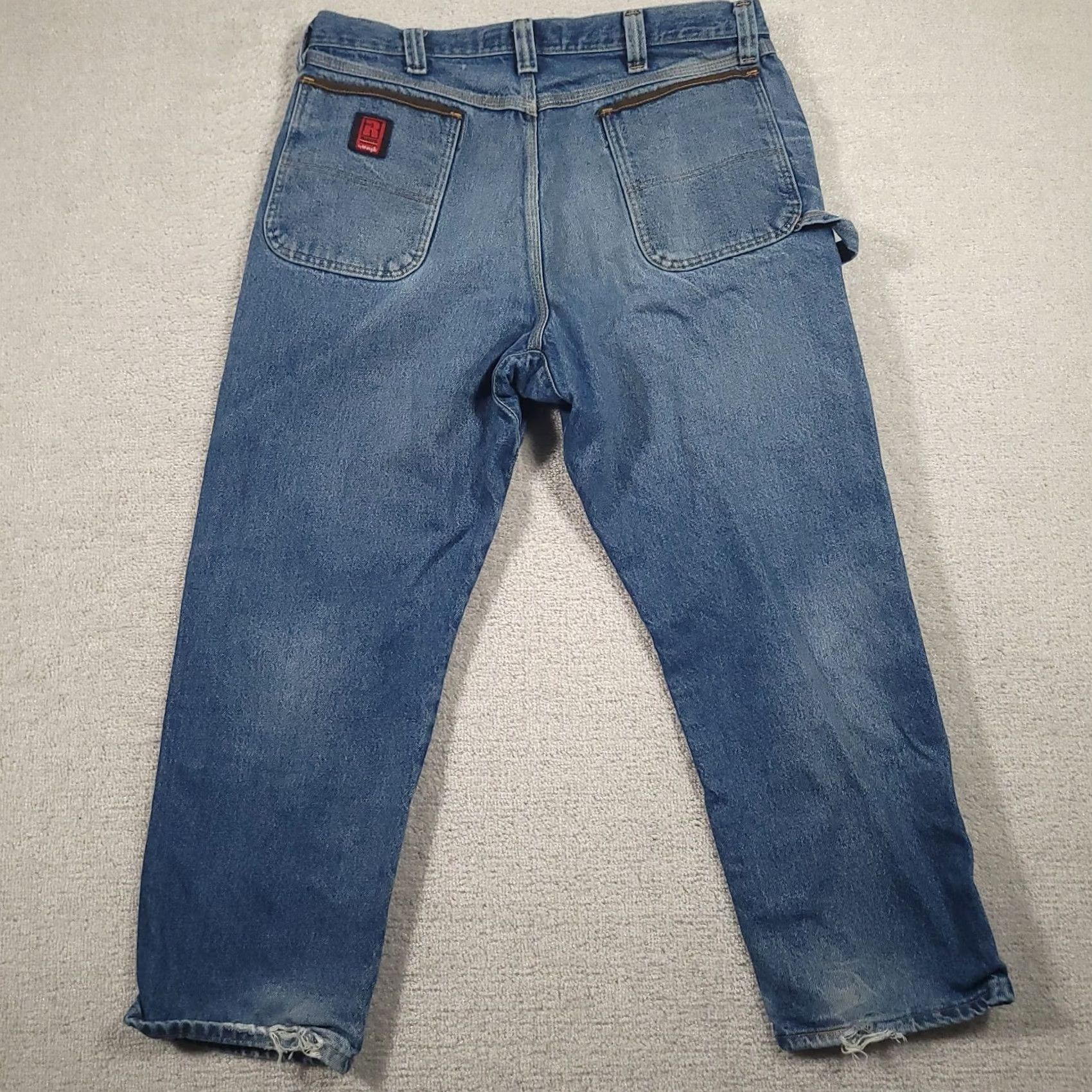 Wrangler Wrangler Riggs Workwear Jeans Dura Shield Denim Blue Mens 38x30 Zip Button Straight Relaxed 5-Pocket Denim Classic Workwear Mens Jeans ESG Size US 38 / EU 54 - 7 Thumbnail