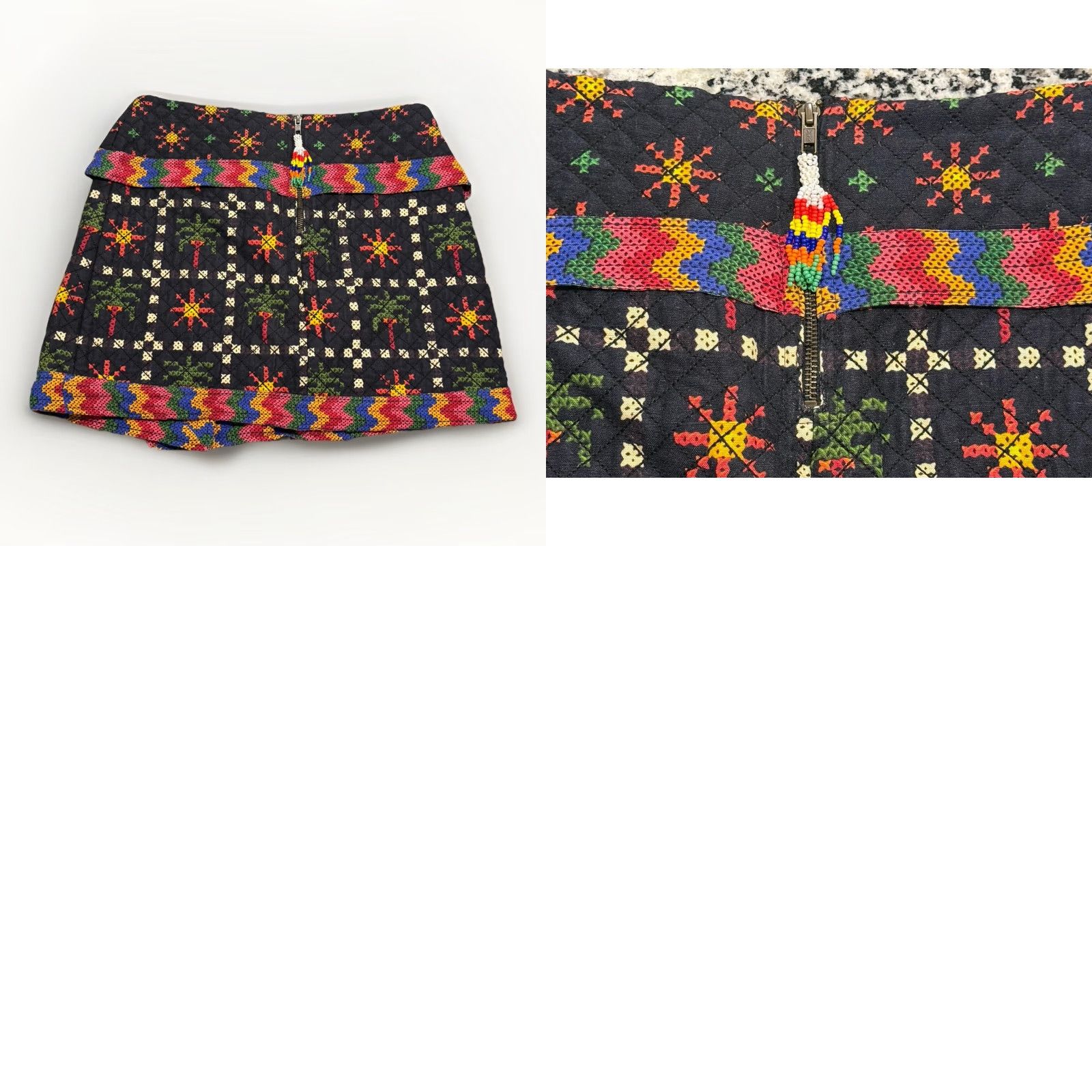 Farm Rio Farm Rio Skirt Womens Mini Quilted Multicolor Macaw Night Size 32" / US 10 / IT 46 - 8 Thumbnail