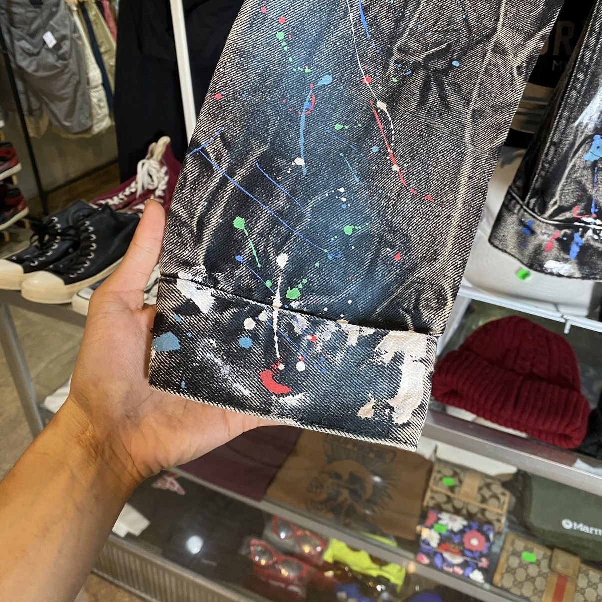 Amiri Black Graffiti Paint Splatter Denim Trucker Jacket Size US M / EU 48-50 / 2 - 6 Thumbnail