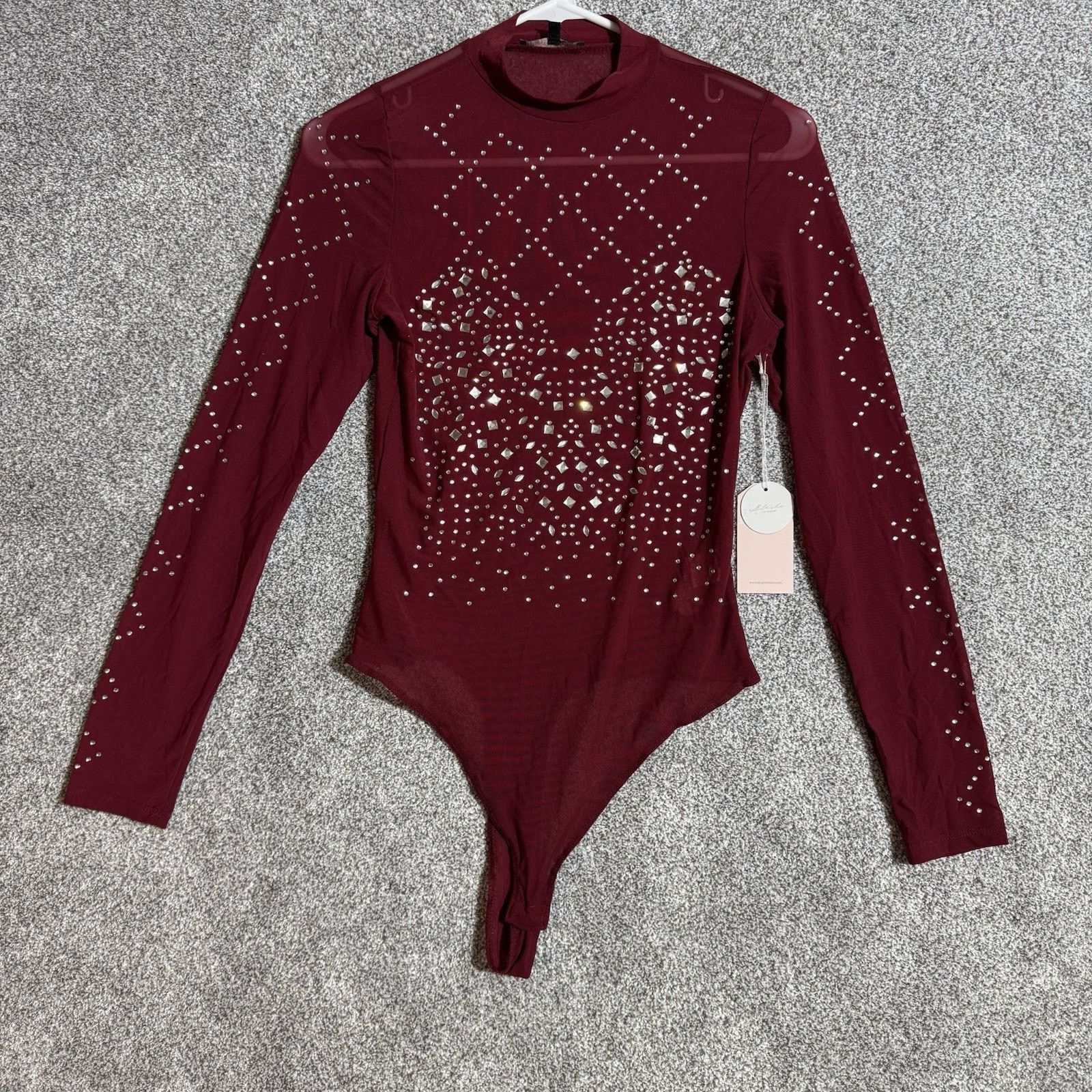 Other Blashe Bodysuit Womens M Rhinestones Sheer Embellished Chic Size M / US 6-8 / IT 42-44 - 1 Thumbnail