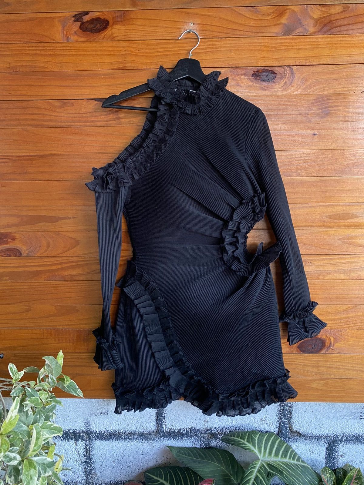 Zimmermann Black Pleated Ruffle Mini Dress Designer Evening Dress Size M / US 6-8 / IT 42-44 - 5 Thumbnail
