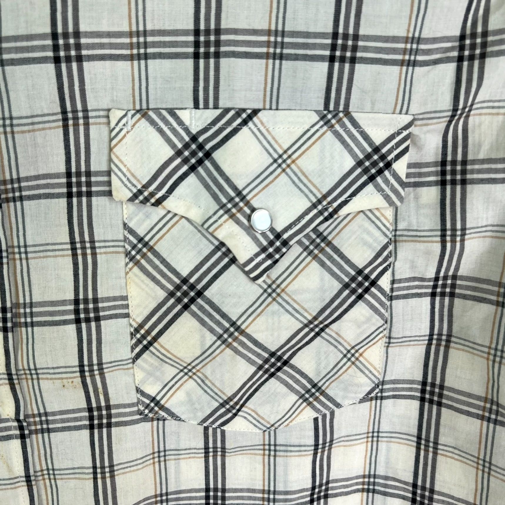 Vintage ELY Cattleman Shirt Mens L White/Gray Plaid Long Sleeve Button-Up Size US L / EU 52-54 / 3 - 2 Thumbnail
