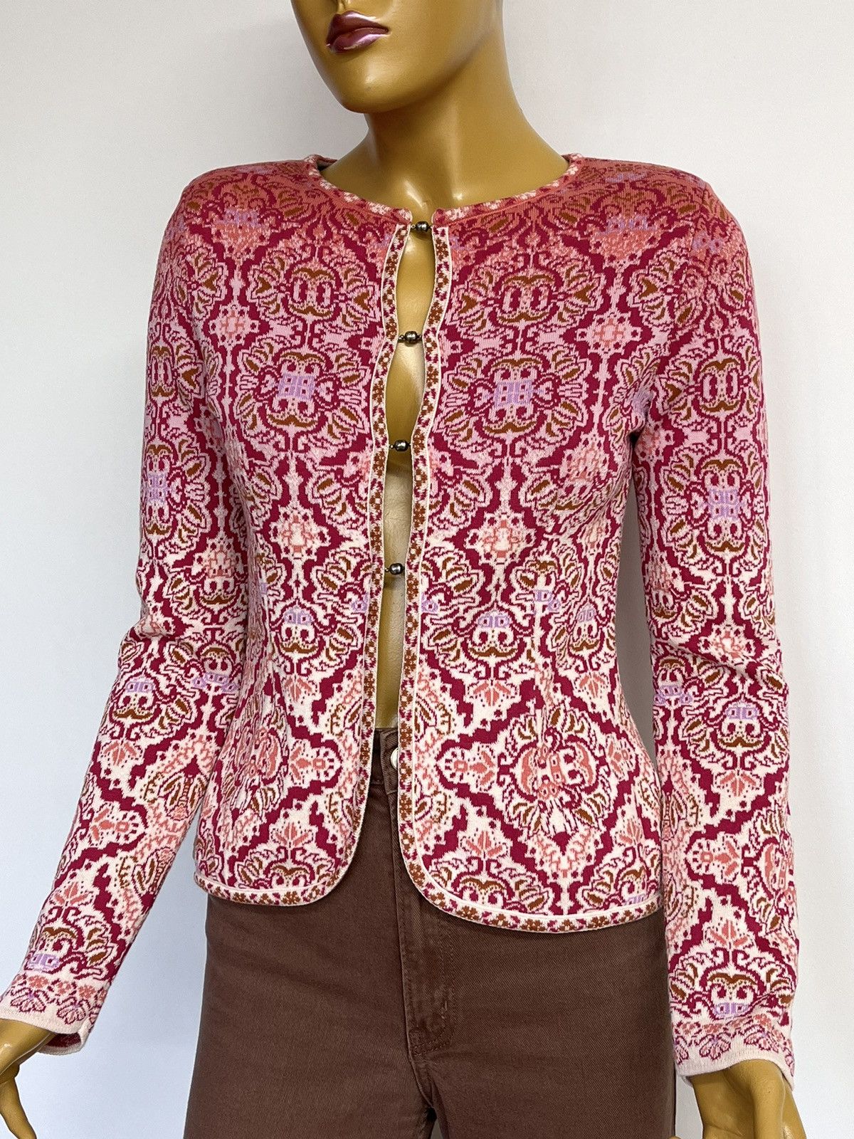 Other IVKO Jacquard Women Cardigan Magnet Button Boho Style Size S Size S / US 4 / IT 40 - 4 Thumbnail