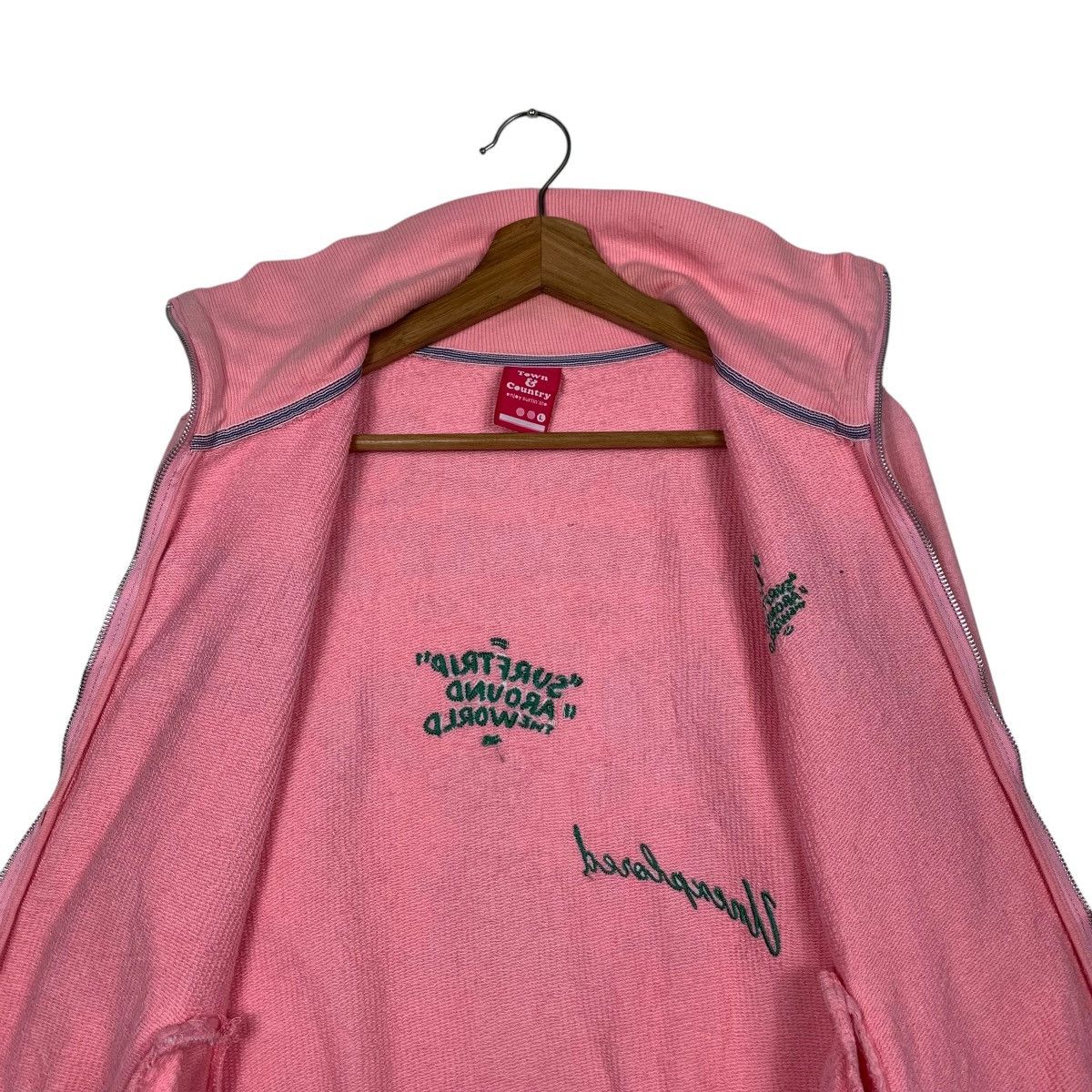 Japanese Brand TOWN & COUNTRY Big Logo Pink Sweater Jacket #1597-C71 Size L / US 10 / IT 46 - 12 Thumbnail