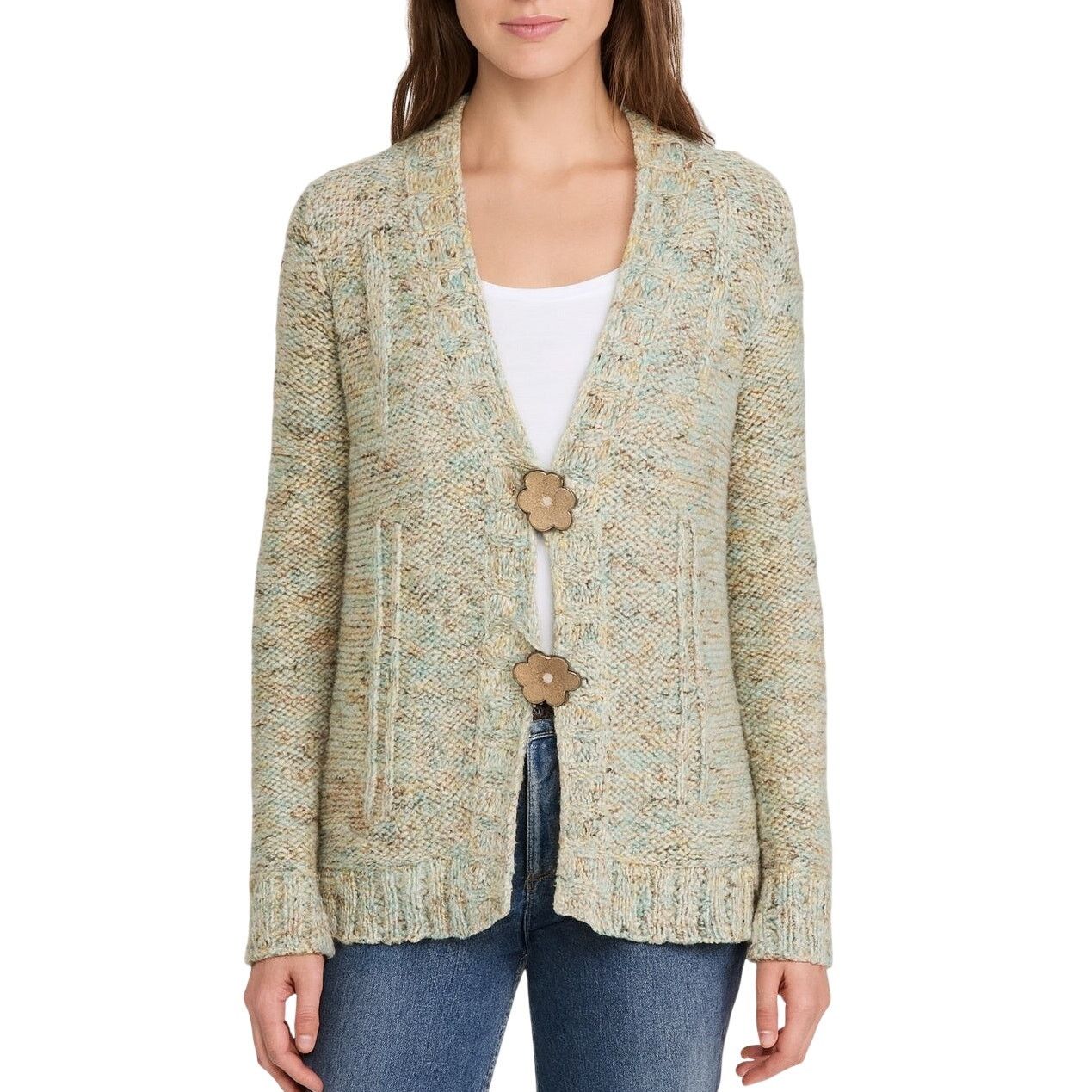 Bcbgmaxazria Y2k BCBGMAXAZRIA Multi Color Rainbow Knit Cardigan Large Size L / US 10 / IT 46 - 1 Thumbnail