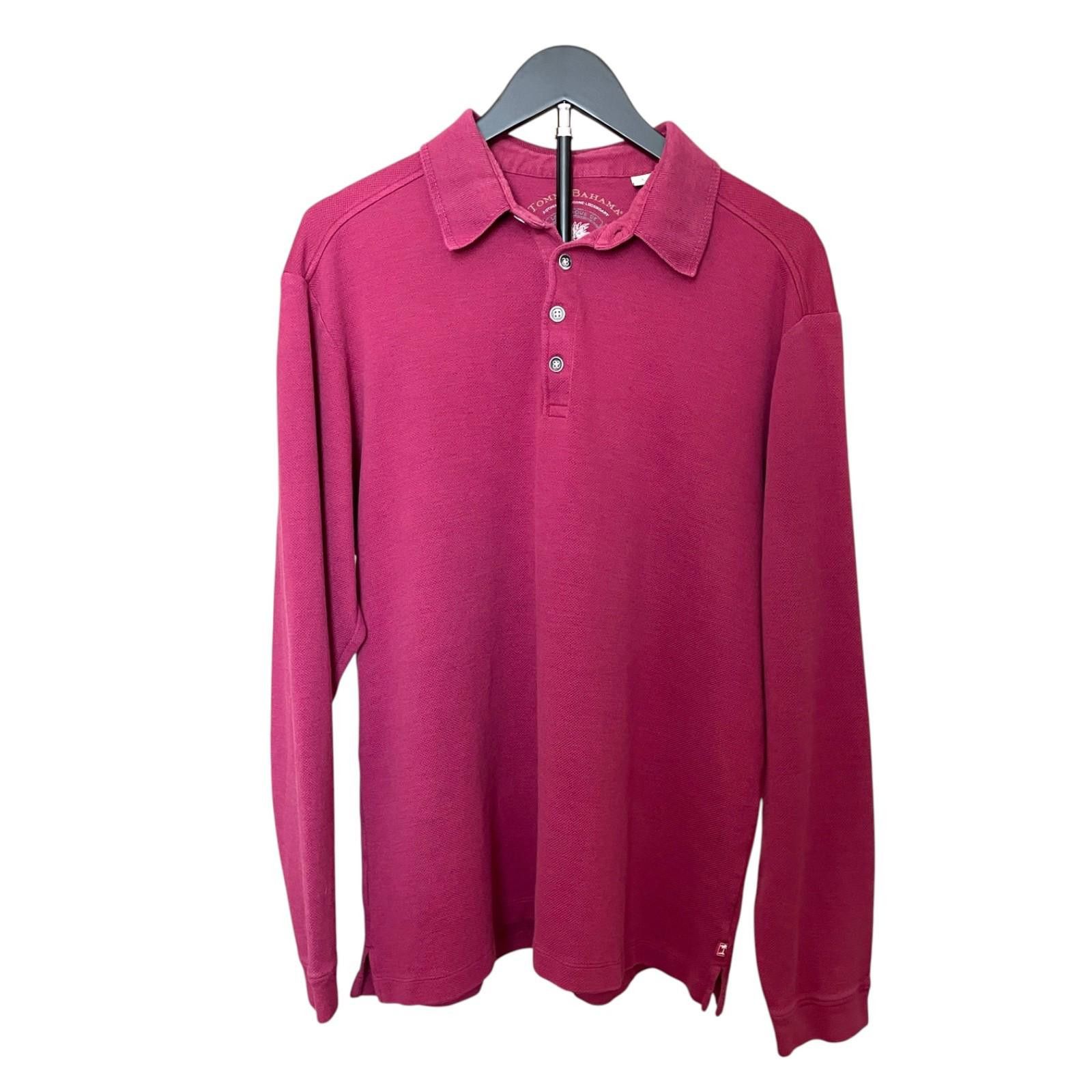 Tommy Bahama Tommy Bahama Long Sleeve Polo Maroon Mens Large Cotton CLEAN Size US L / EU 52-54 / 3 - 1 Thumbnail