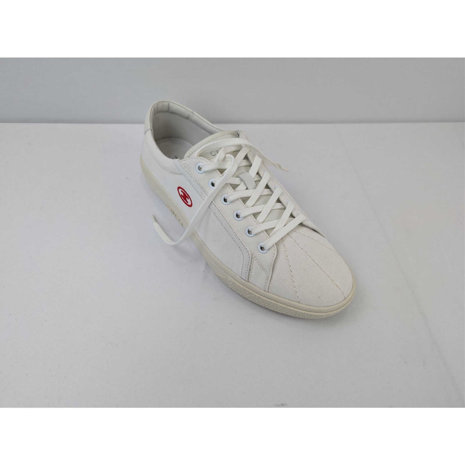 Celine o1rshd1 Canvas & Calfskin Low top Sneakers in White Size US 10 / EU 43 - 3 Thumbnail