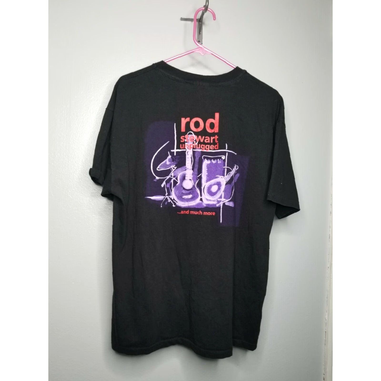 Hanes VINTAGE 90s Rod Stewart Concert Tour Graphic Tee Black XL Unisex Adult Size US XL / EU 56 / 4 - 2 Thumbnail
