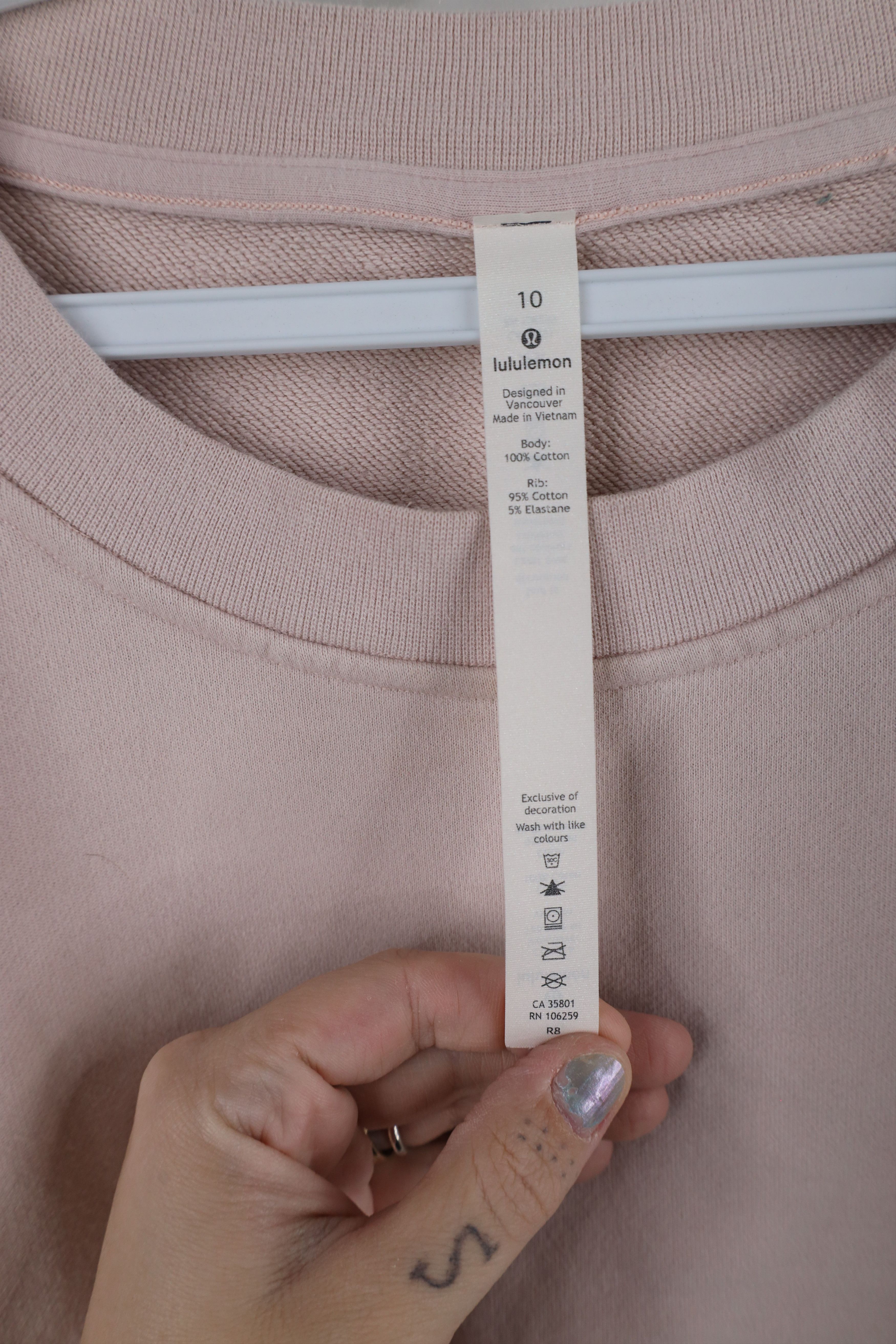 Lululemon × Vintage Lululemon French Terry Crewneck Sweatshirt Light Pink Size L / US 10 / IT 46 - 8 Thumbnail