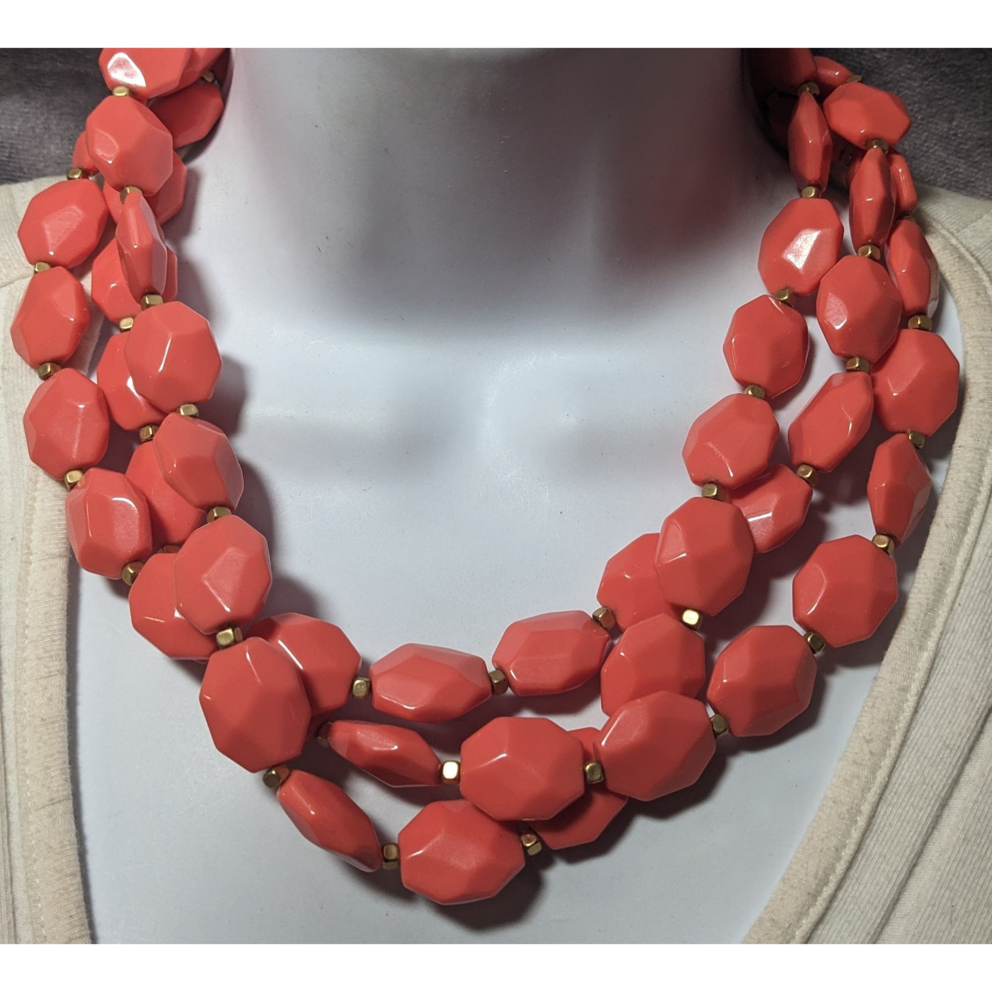 Other Premier Designs Chunky Beaded Coral And Gold Tone Multilayer Size ONE SIZE - 3 Thumbnail