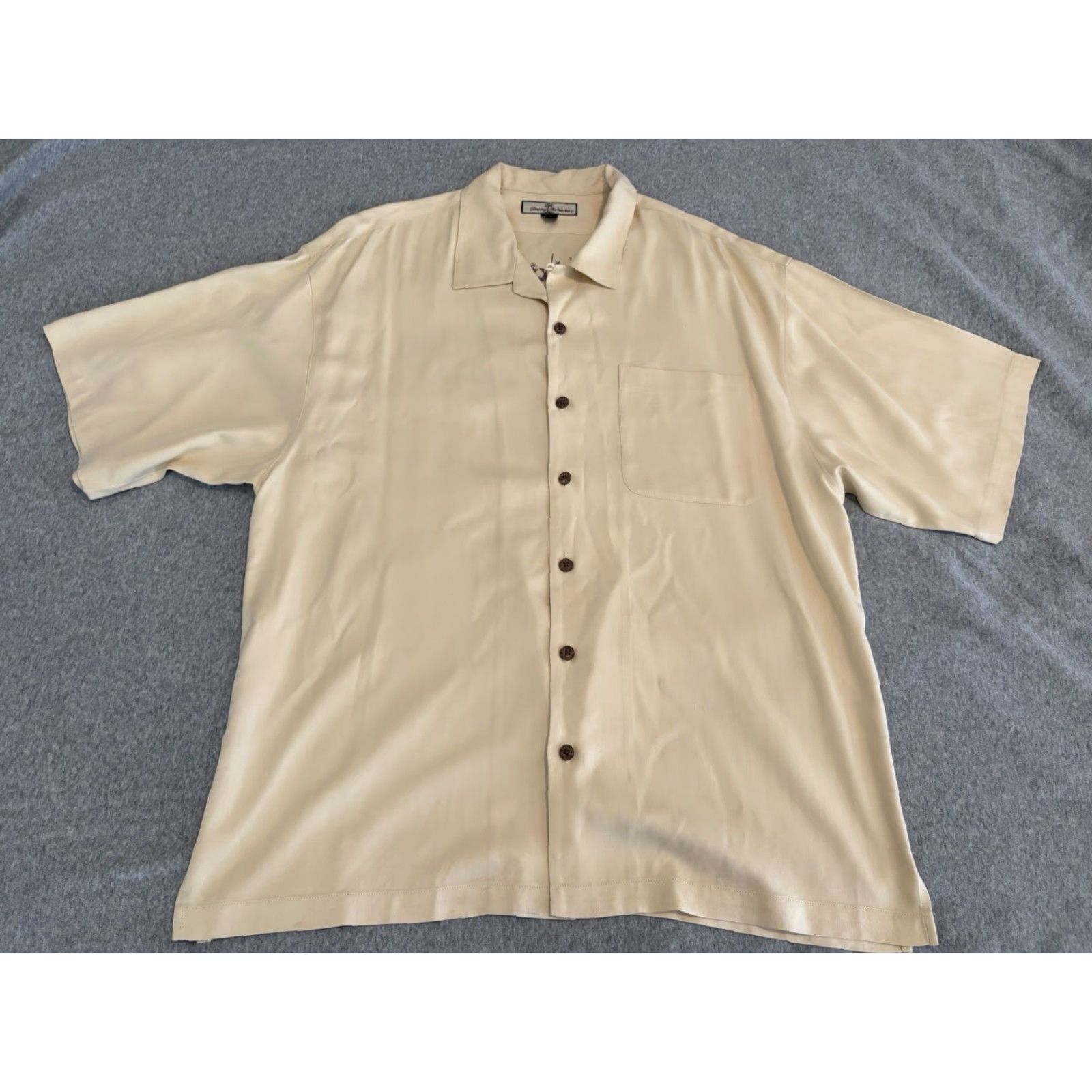 Tommy Bahama Tommy Bahama Silk Embroidered Shirt Bikinitini Cocktail Mens XL Ivory Short Sleeve Button-Up Size US XL / EU 56 / 4 - 3 Thumbnail