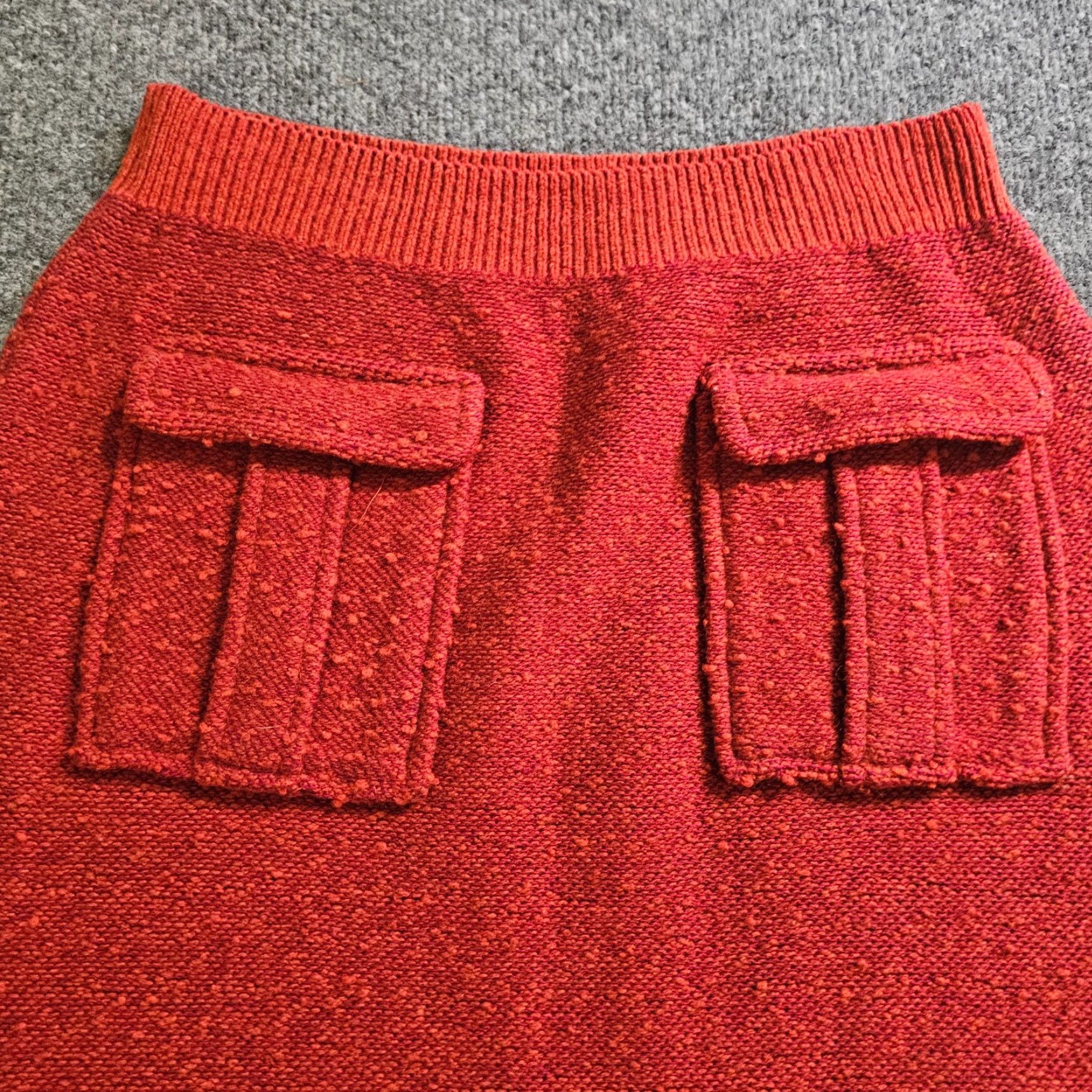 Anthropologie MOTH Skirt Womens S Orange Chunky Knit Stretch Pockets Retro 2020s style Short Leather? Size 28" / US 6 / IT 42 - 2 Thumbnail
