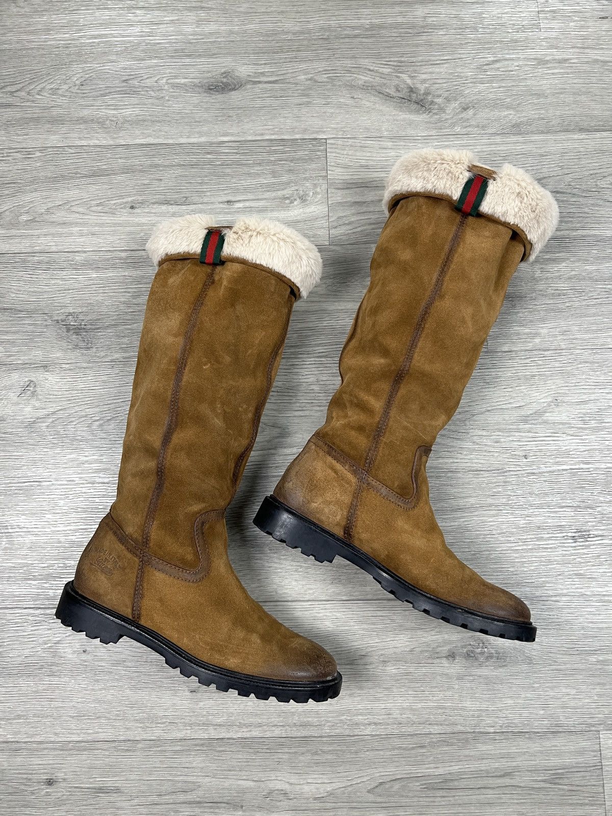Gucci Gucci Saint Moritz Women Brown Suede Fur Lined Boot Size US 7.5 / IT 37.5 - 1 Thumbnail