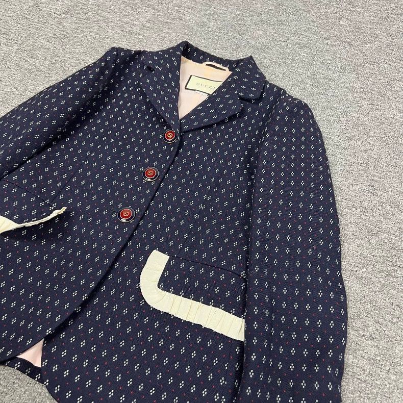 Gucci Gucci Floral Print Blazer with Lace Trim-2506 Size M / US 6-8 / IT 42-44 - 3 Thumbnail