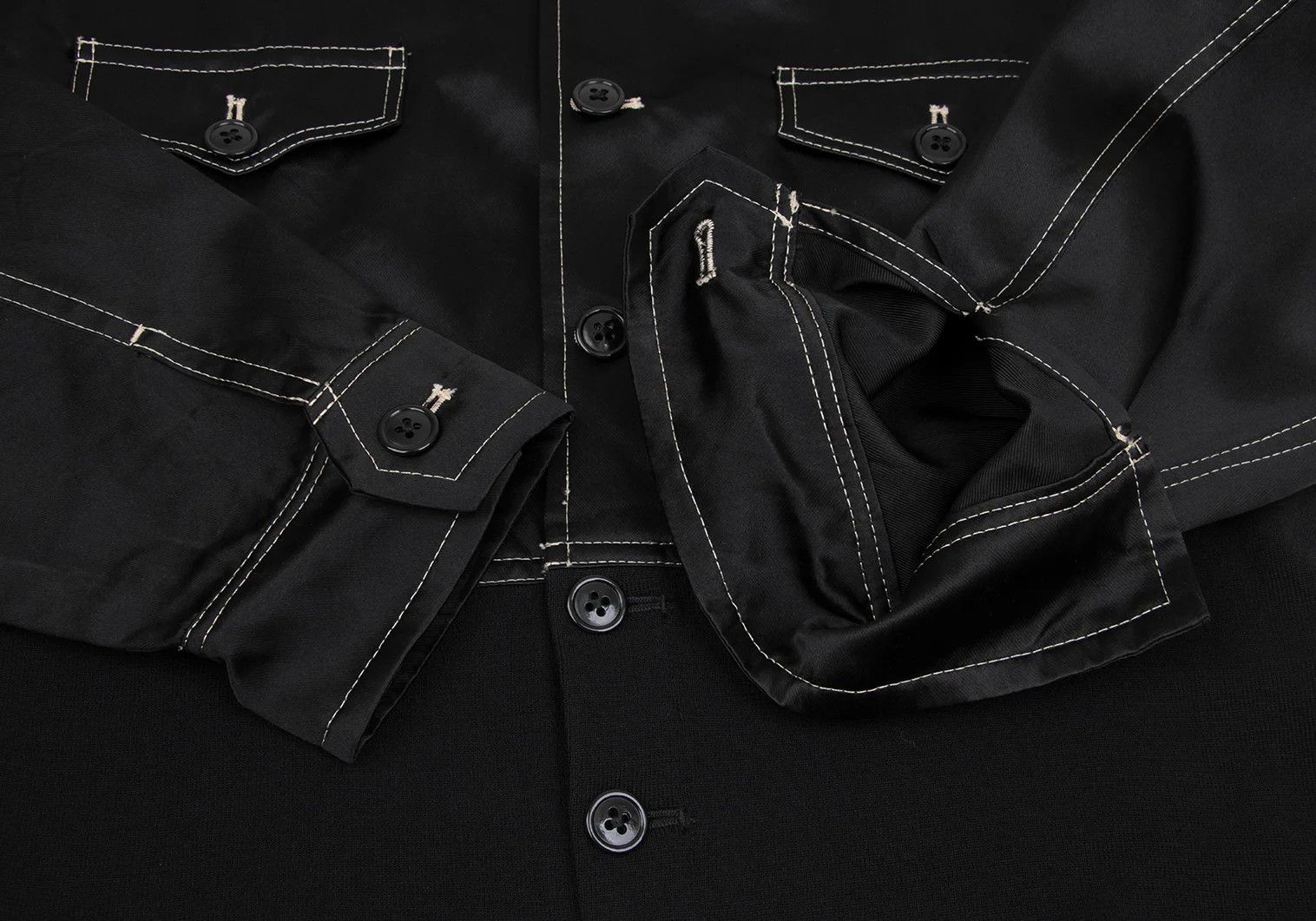 Yohji Yamamoto Yohji Yamamoto Knit Panel Glossy Shirt Jacket Size US M / EU 48-50 / 2 - 8 Thumbnail
