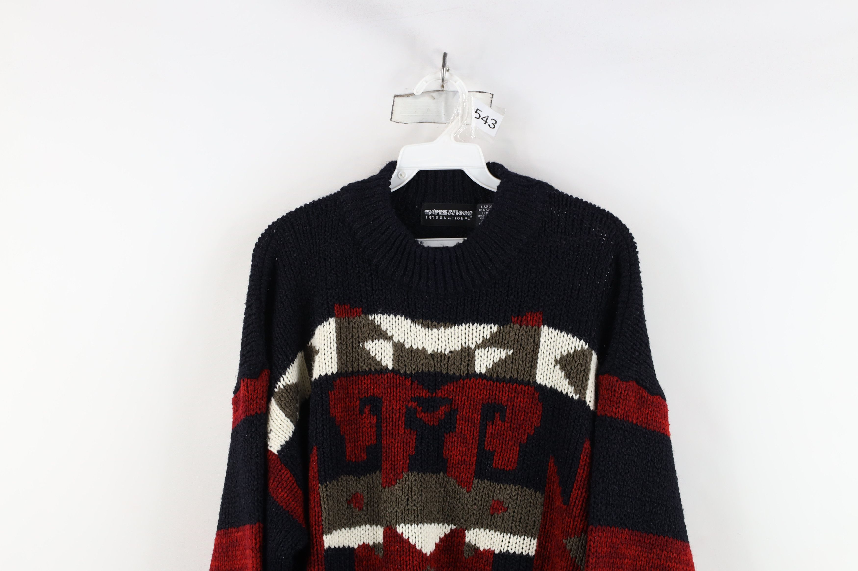 Vintage Vintage 90s Streetwear Geometric Chunky Knit Sweater USA Size L / US 10 / IT 46 - 2 Thumbnail
