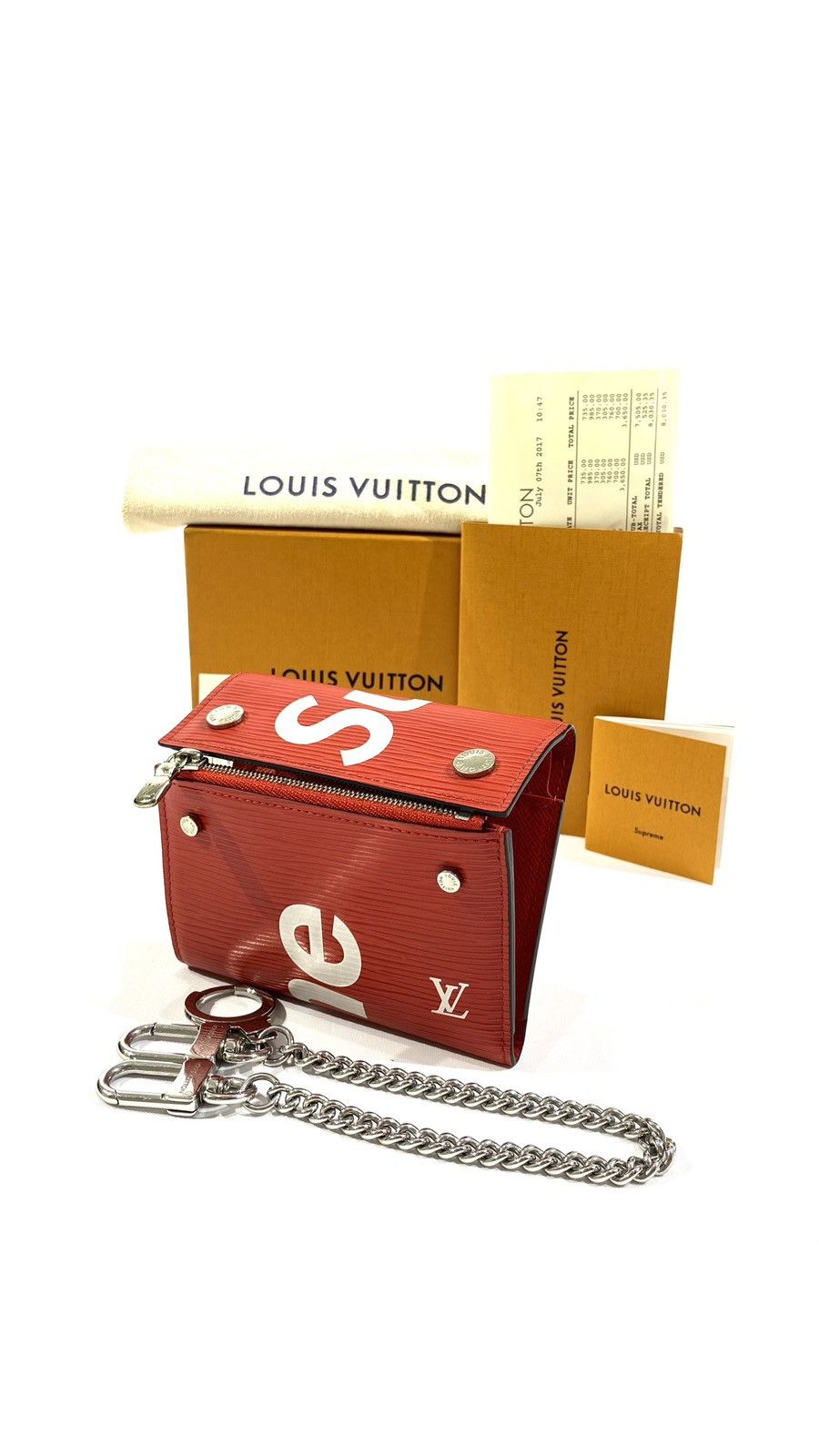 Louis Vuitton × Supreme Louis Vuitton X SUPREME Chain Wallet Red EPI Leather Size ONE SIZE - 1 Thumbnail