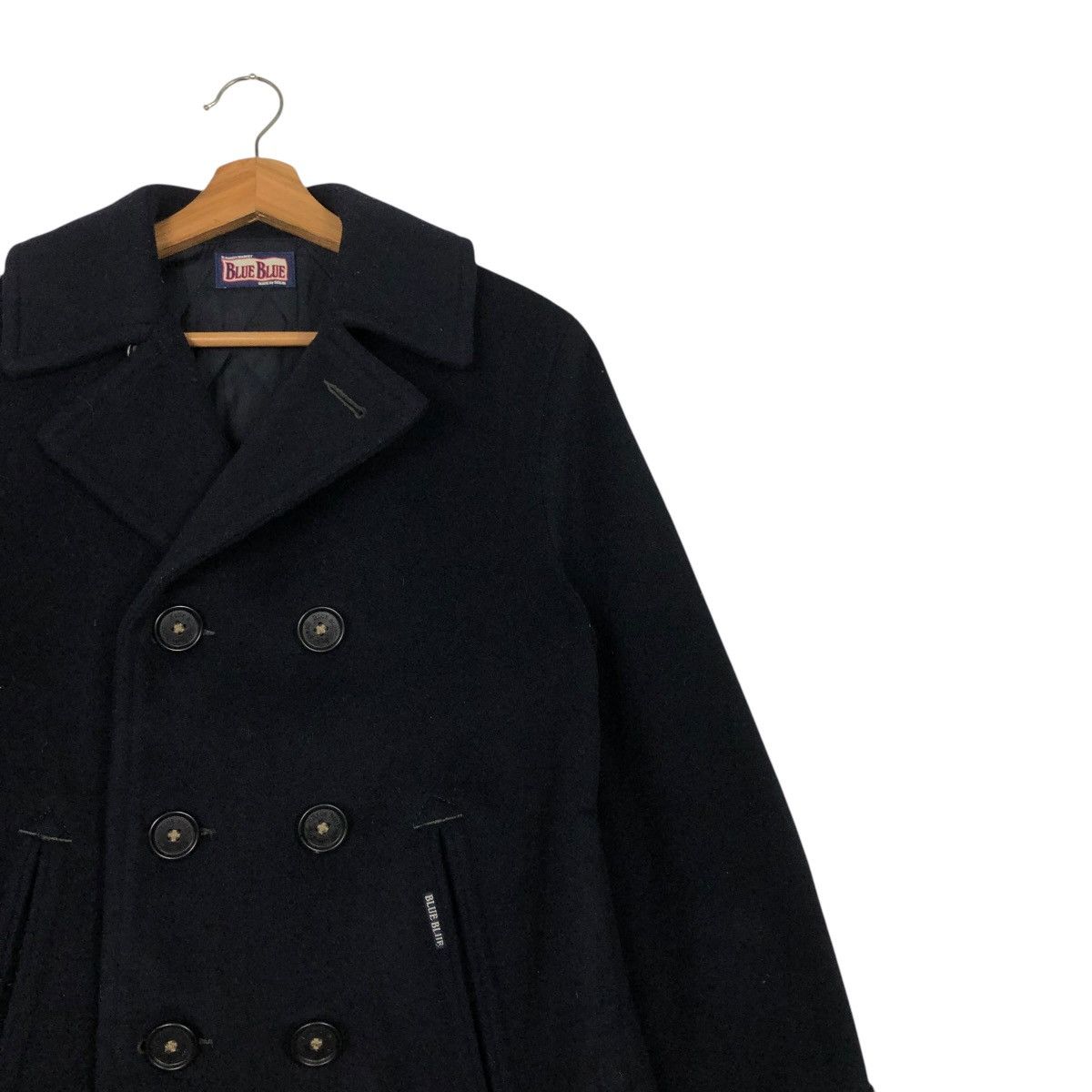 Blue Blue Japan 🔥VINTAGE WOOL PEA JACKET BLUE BLUE DOUBLE COLLAR Size US M / EU 48-50 / 2 - 5 Thumbnail