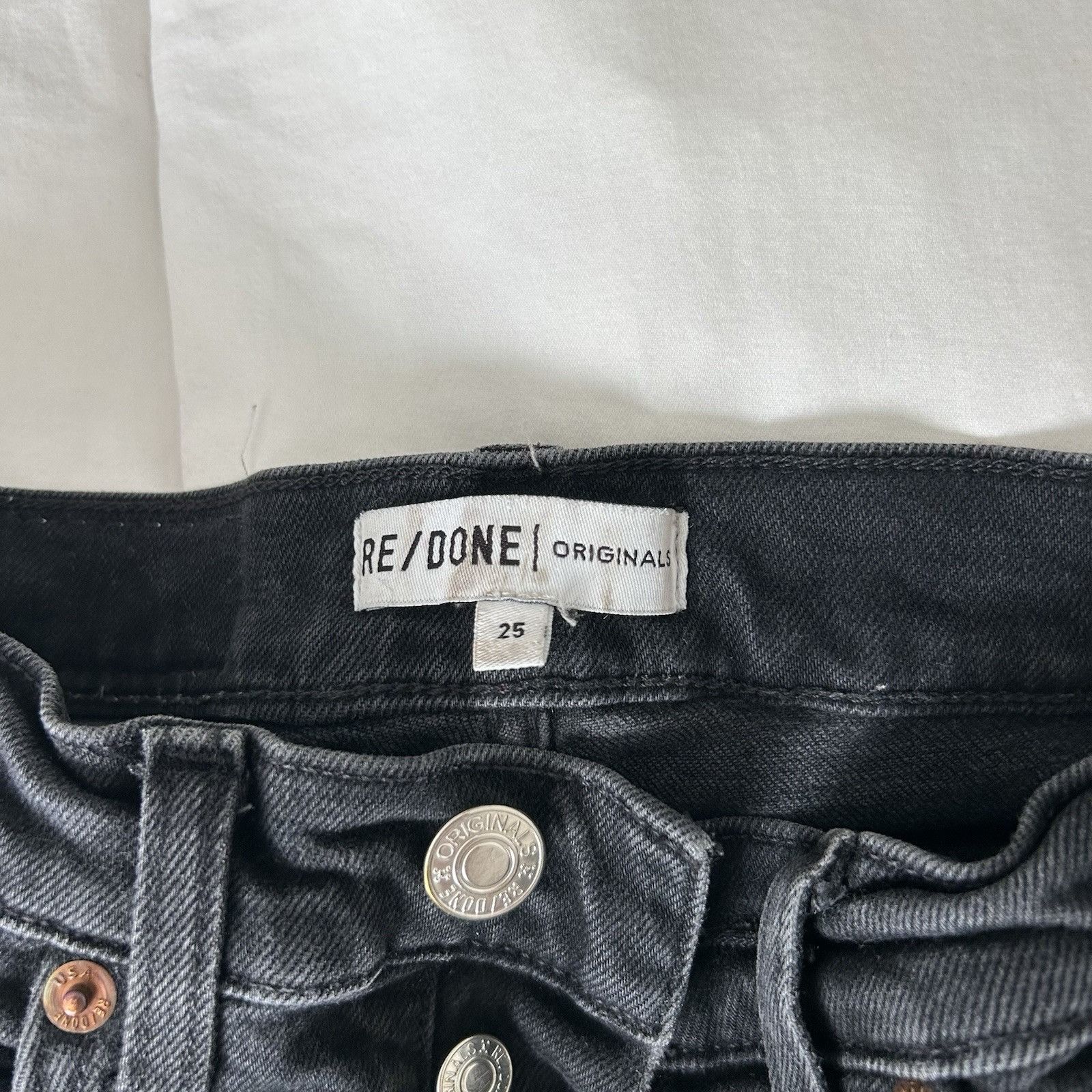 RE/DONE RE/DONE Originals High Rise Ankle Crop Jeans Black Button-Fl Size 25" / US 0 / IT 36 - 15 Thumbnail