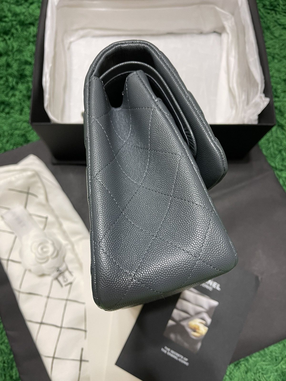 Chanel Jumbo Double Flap Caviar- Grey
