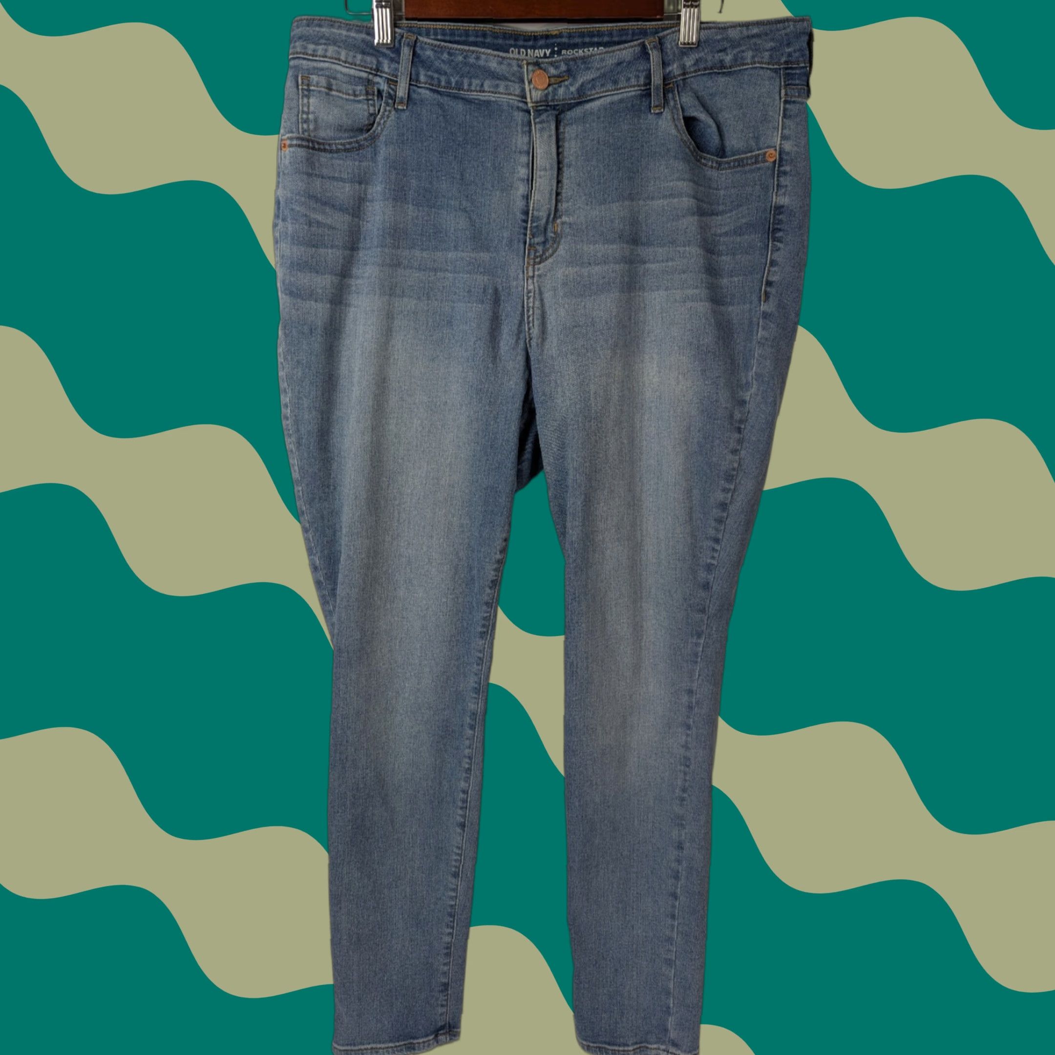 Old Navy Old Navy Rockstar Denim Jeans - High Rise Slim Fit 18 Plus Size Women’s Blue Cotton Stretch Denim Jeans Size 40" / US 18 - 1 Thumbnail