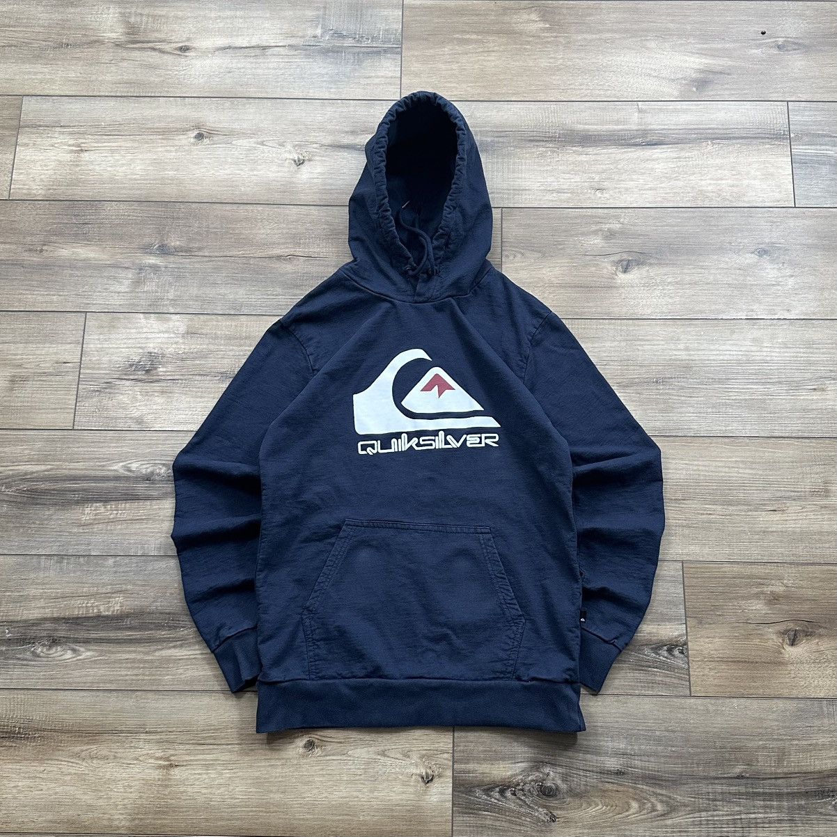 Quiksilver Vintage 2000s Y2K Quiksilver Navy Surf Pullover Hoodie Size US M / EU 48-50 / 2 - 1 Thumbnail